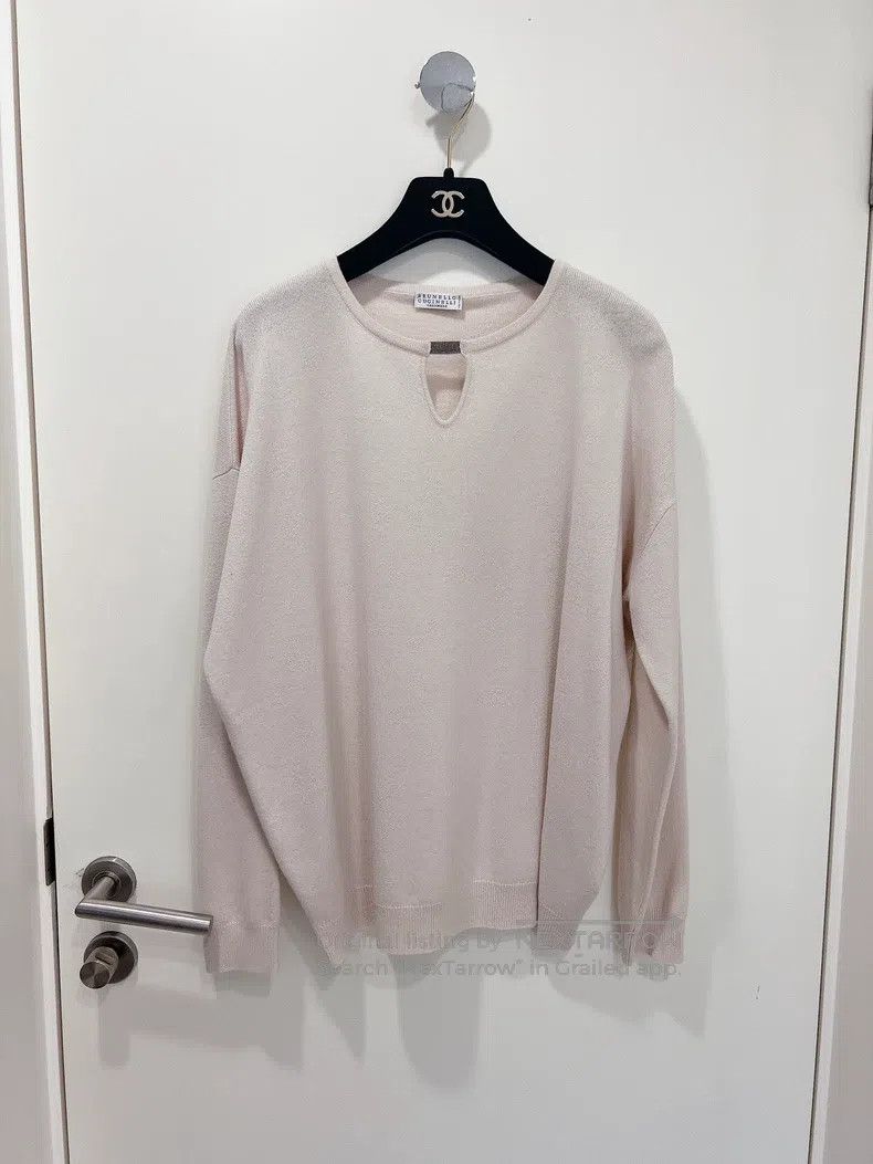 Brunello Cucinelli Brunello Cucinelli Beaded Decoration Pink Crewneck Cashmer Size M / US 6-8 / IT 42-44 - 1 Thumbnail