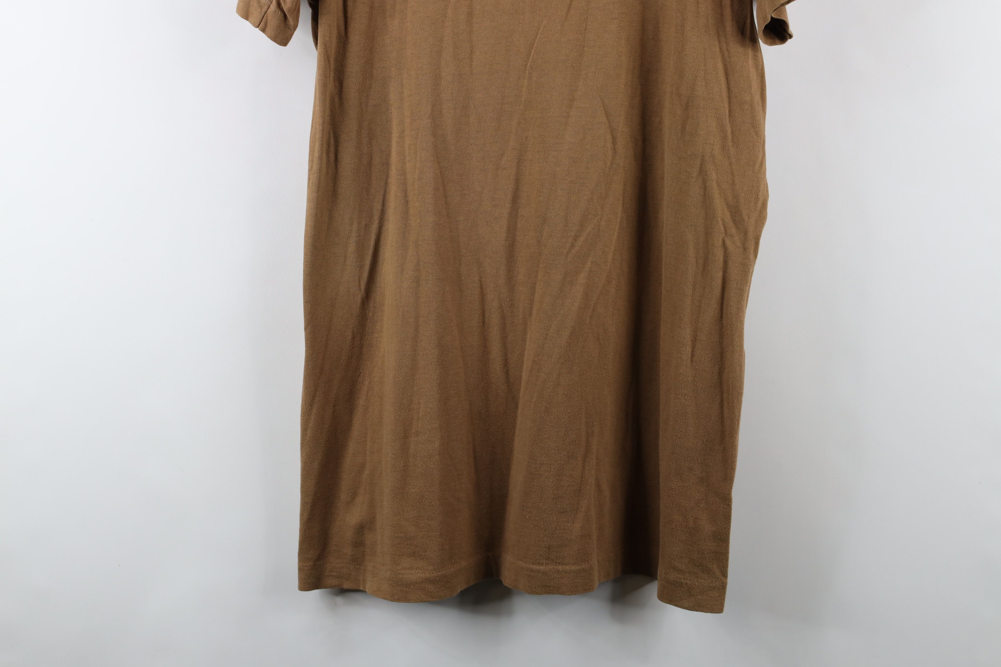 Vintage Vintage 90s Streetwear Blank Combed Cotton T-Shirt Brown USA Size US L / EU 52-54 / 3 - 3 Thumbnail