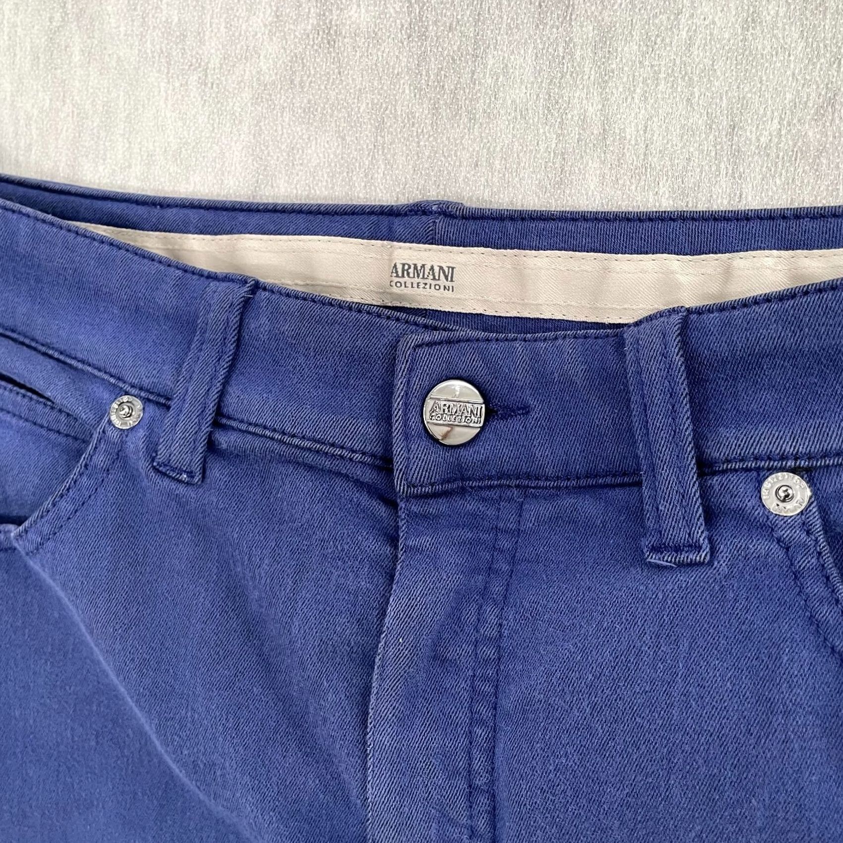 Armani Armani Collezioni Pants 31 Blue Chino Jeans Stretch Straight Fit Mens Size US 31 - 3 Thumbnail