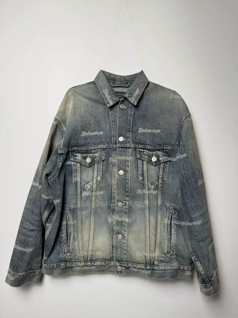 Balenciaga Balenciaga Logo Print Denim Jacket Size US XS / EU 42 / 0 - 1 Thumbnail