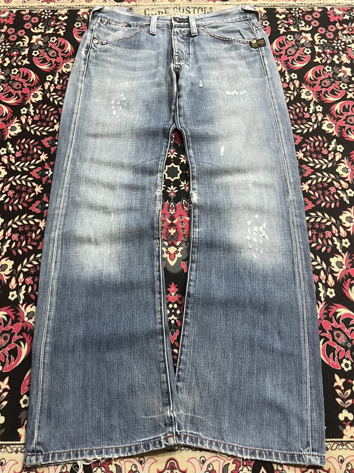 Vintage G-Star Raw Light Blue Washed Fringe Flare Jeans