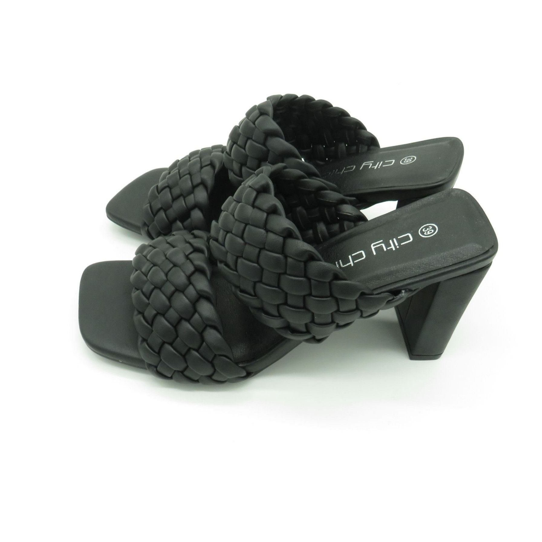 Other City Chic Black Braided Heeled Sandals Size 8 Square Toe NEW Size US 8 / IT 38 - 3 Thumbnail