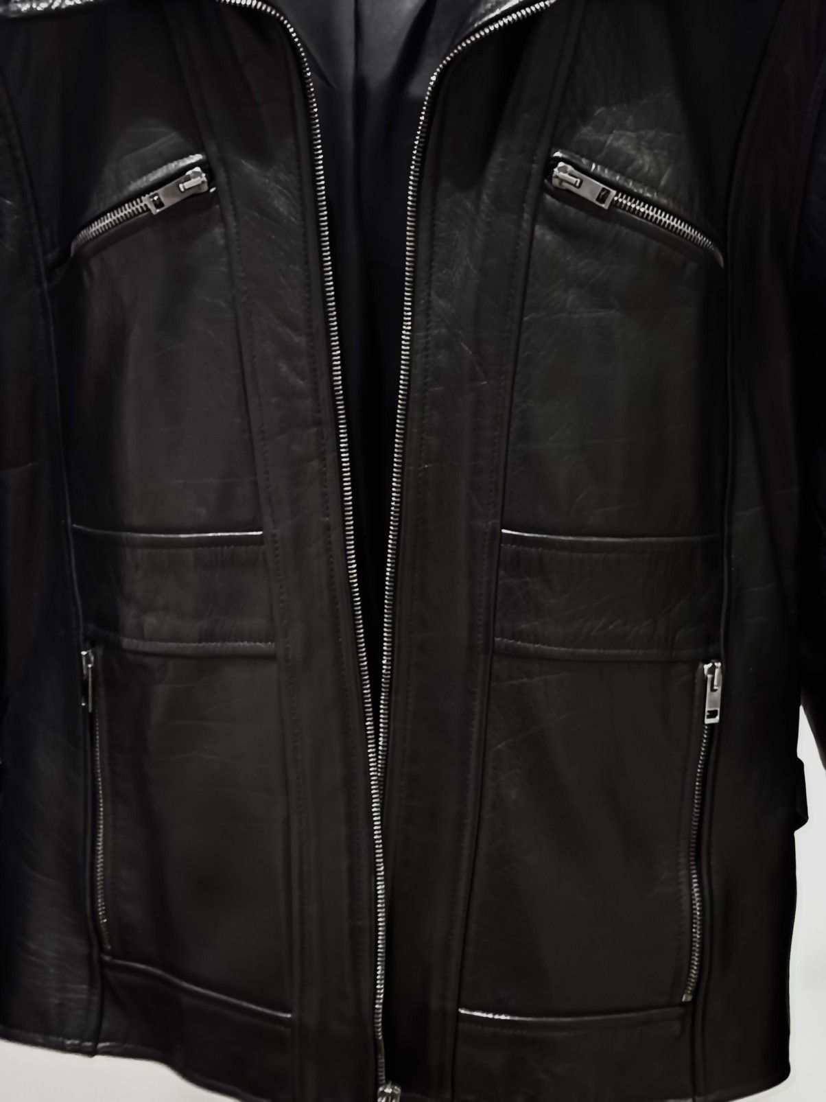 Michael Kors MICHAEL KORS MEN’S BLACK LEATHER MC JACKET - SIZE M Size US M / EU 48-50 / 2 - 2 Thumbnail