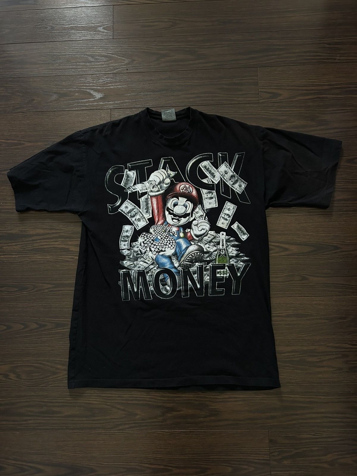 Nintendo Y2K Mario Stack Money Graphic Tee Black 2XL Rap Style Size US XXL / EU 58 / 5 - 1 Thumbnail