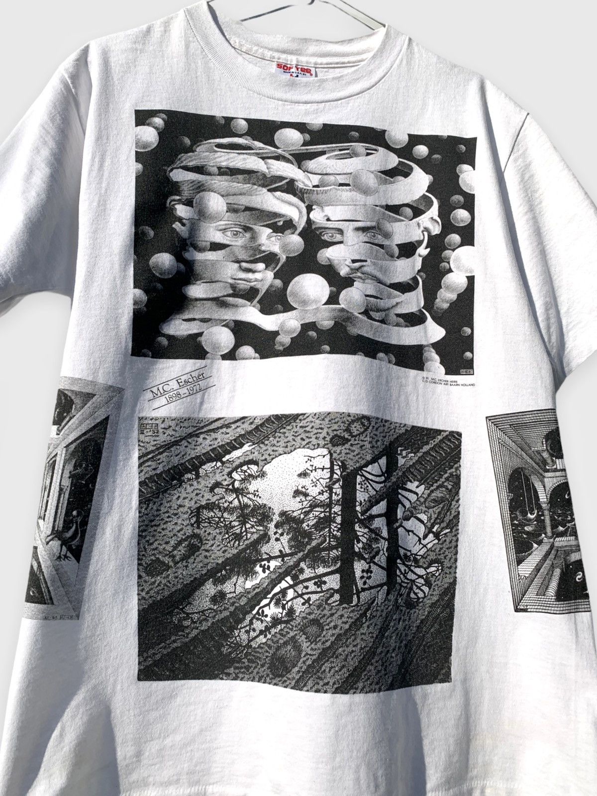 Vintage 1991 Vintage MC Escher All Over Print T-Shirt Tee 90s Size US L / EU 52-54 / 3 - 1 Thumbnail