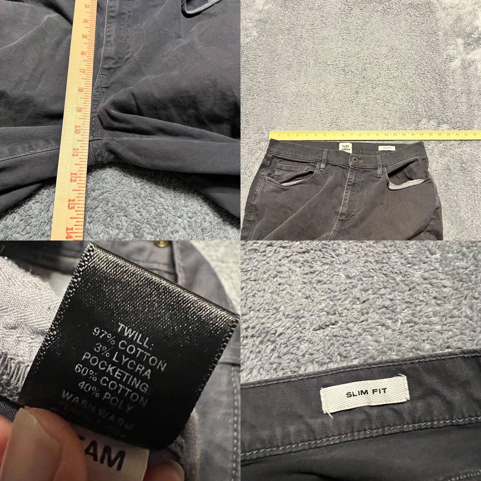 Flint And Tinder Flint And Tinder Pants Slim Fit Gray Men’s 33 Regular 34x29.5 Ankle Ink Gray Mens Size US 33 - 8 Thumbnail