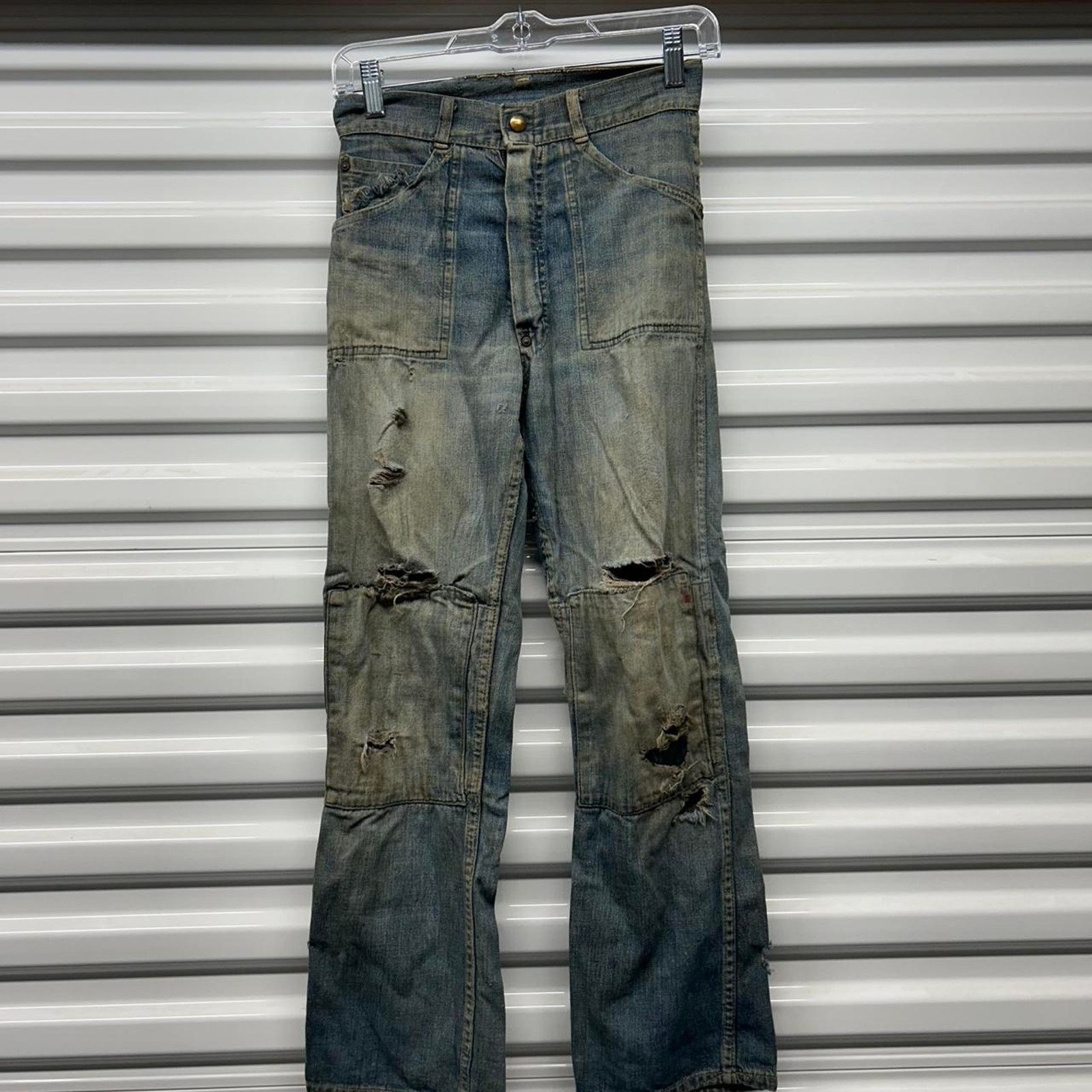 Other VTG 50s/60s Distressed Double Knees Jeans with Crotch Rivet Size 25" / US 0 / IT 36 - 1 Thumbnail
