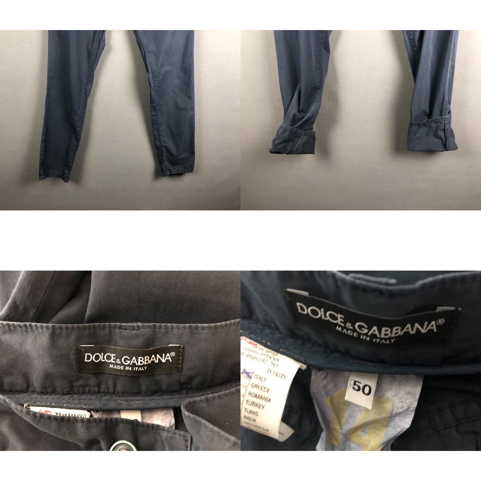 Dolce & Gabbana Dolce&Gabbana Pants Dark Blue Size 50 Cotton Chino Regular Tapered Mens Classic Front Flat Front Pockets Logo Casual Vintage No Size US 34 / EU 50 - 8 Thumbnail
