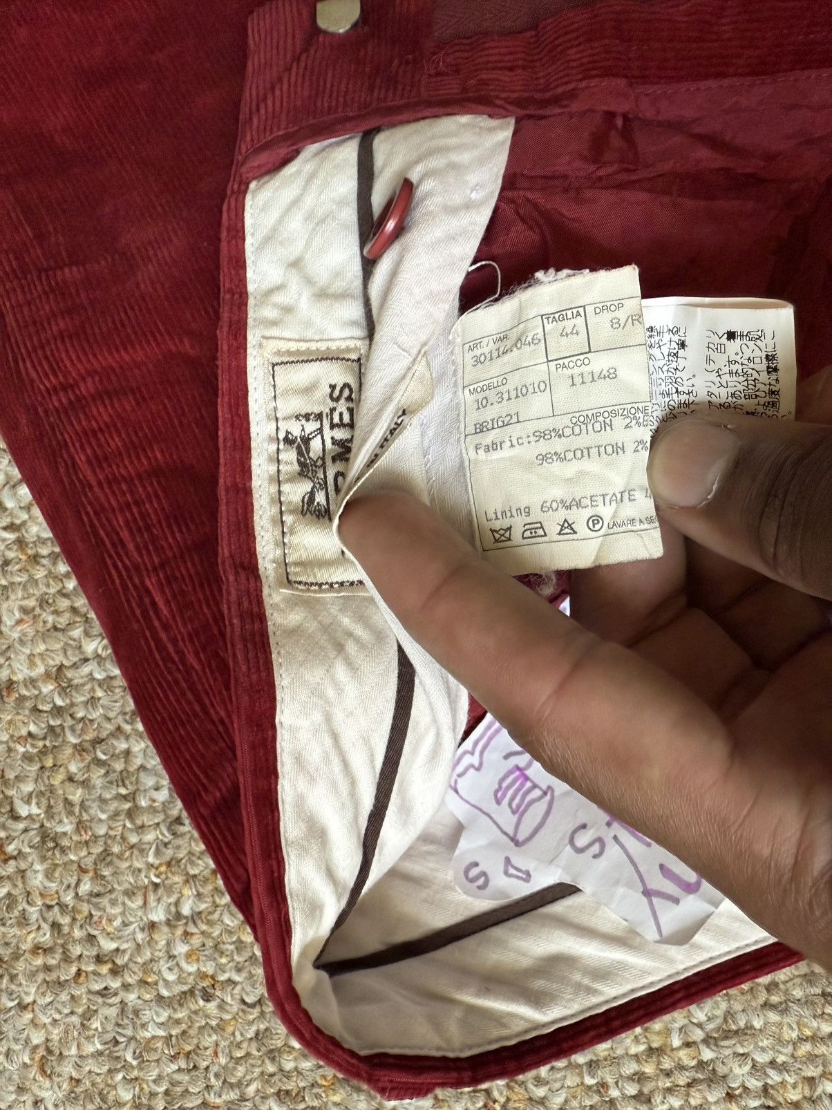 Hermes vintage hermes corduroy Size US 33 - 6 Thumbnail