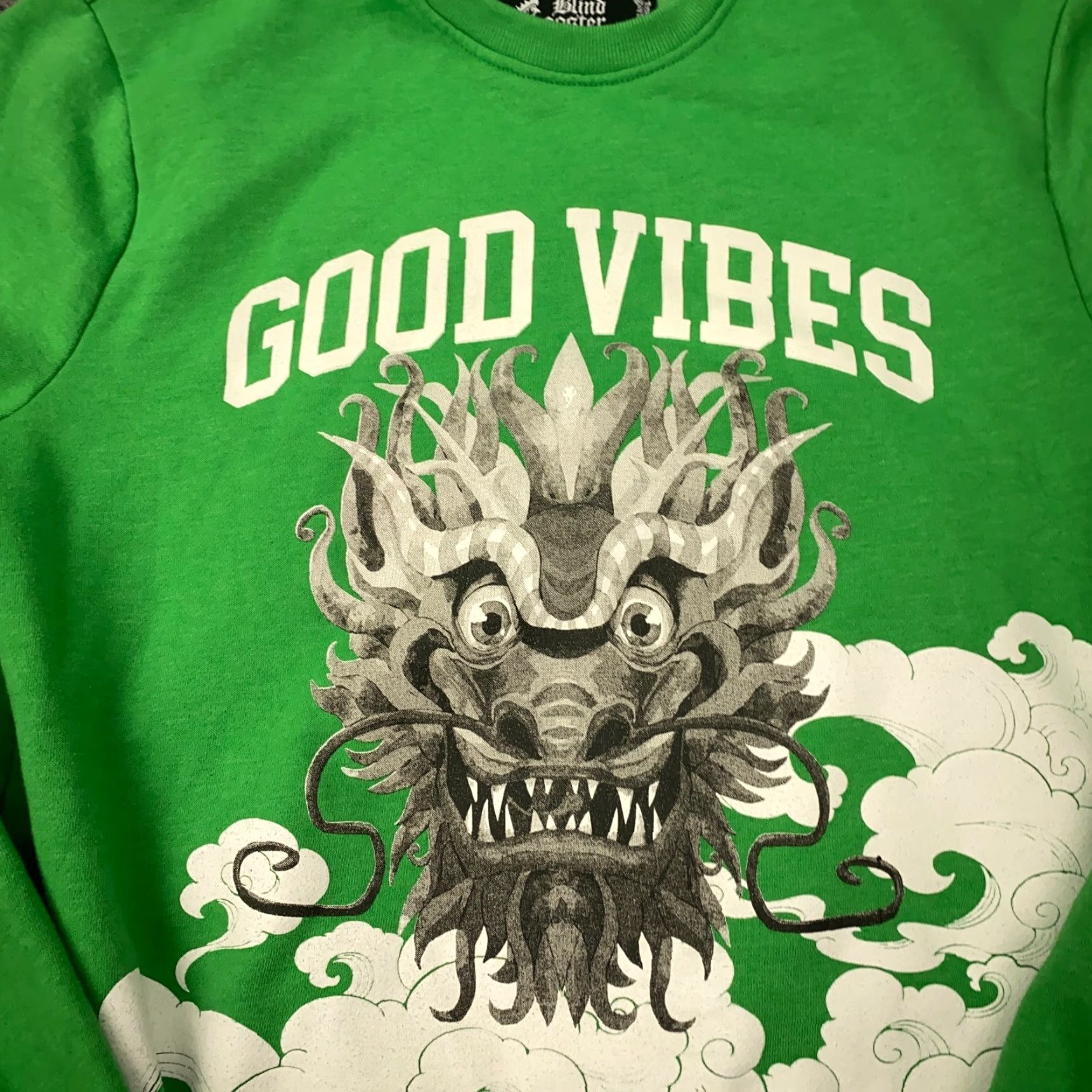 Vintage Blind Rooster Sweatshirt Mens Small Green Dragon Good Vibes Size US S / EU 44-46 / 1 - 2 Thumbnail