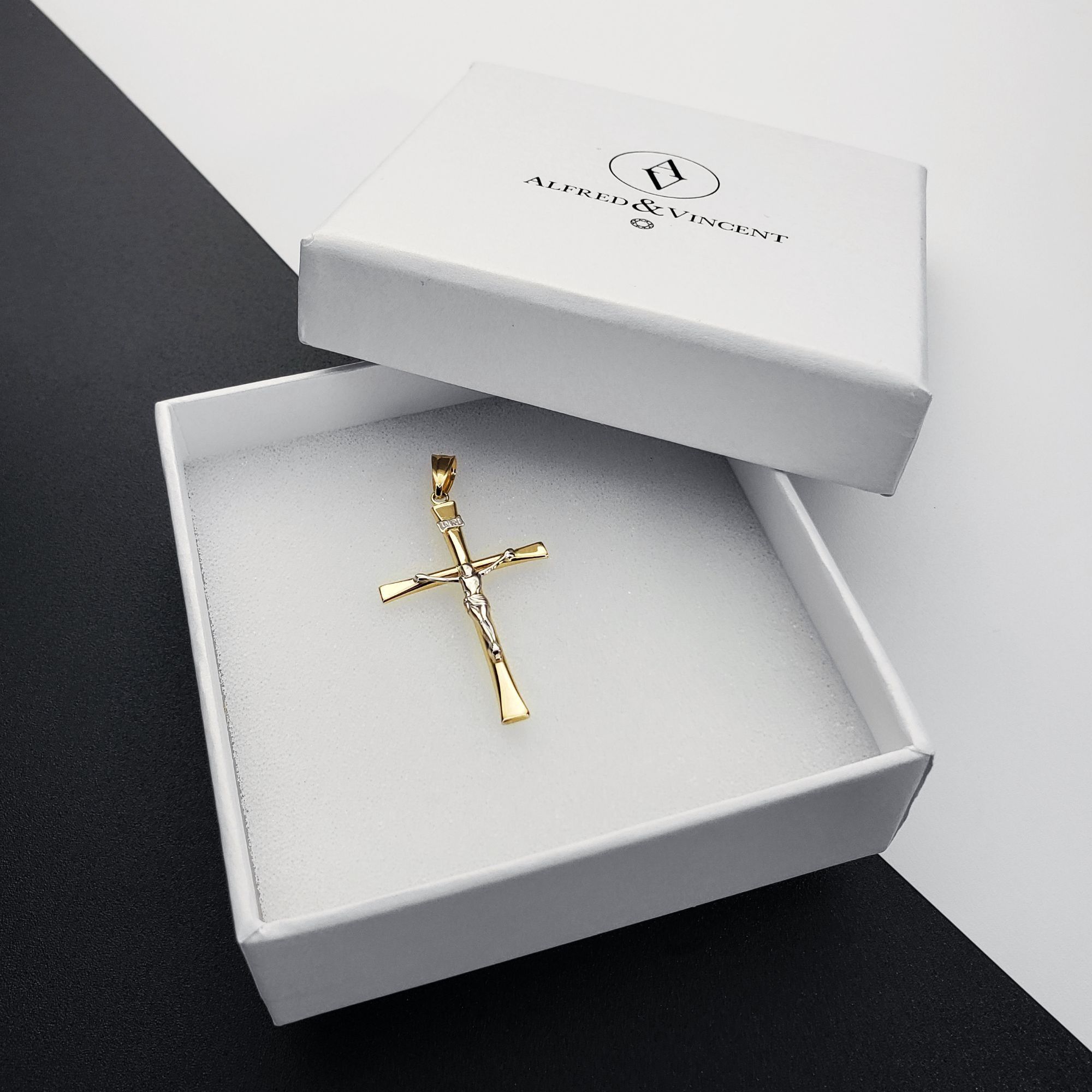 Other Jesus INRI Cross Pendant in 2tone 14k Yellow & White Gold Size ONE SIZE - 1 Thumbnail