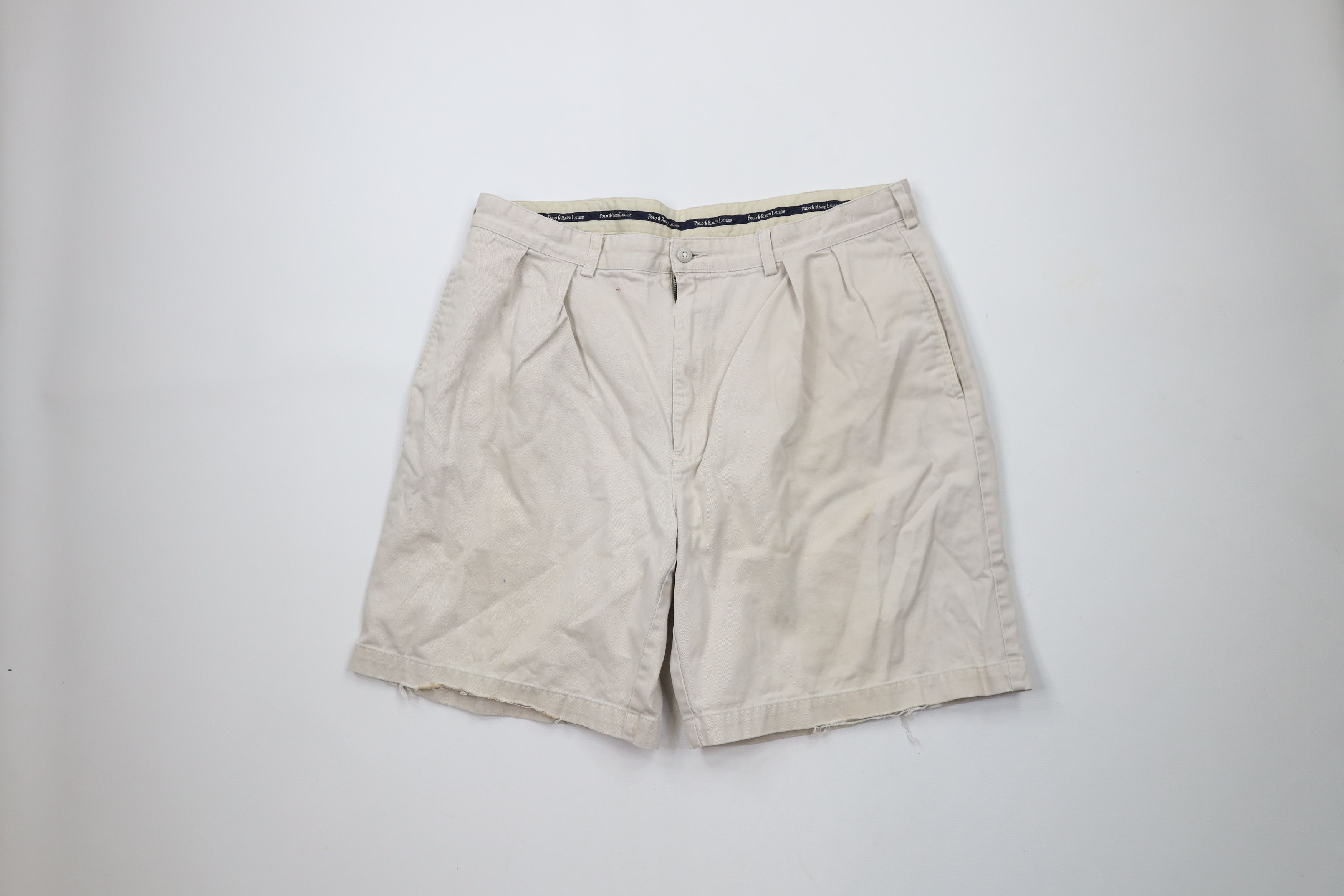 Ralph Lauren × Vintage Vintage 90s Ralph Lauren Above Knee Chino Shorts Beige Size US 36 / EU 52 - 1 Thumbnail
