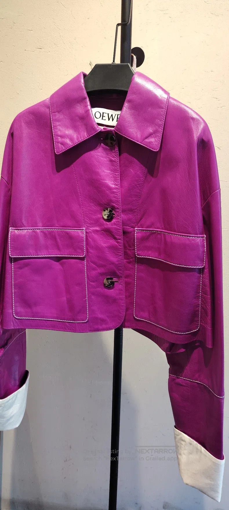 Loewe Loewe Rose Pink Leather Jacket with Classic Collar Design, Size XS / US 0-2 / IT 36-38 - 2 Thumbnail