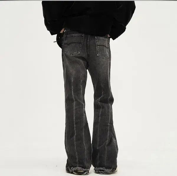 Japanese Brand Faded Black Ripped Flare jeans Size US 32 / EU 48 - 4 Thumbnail
