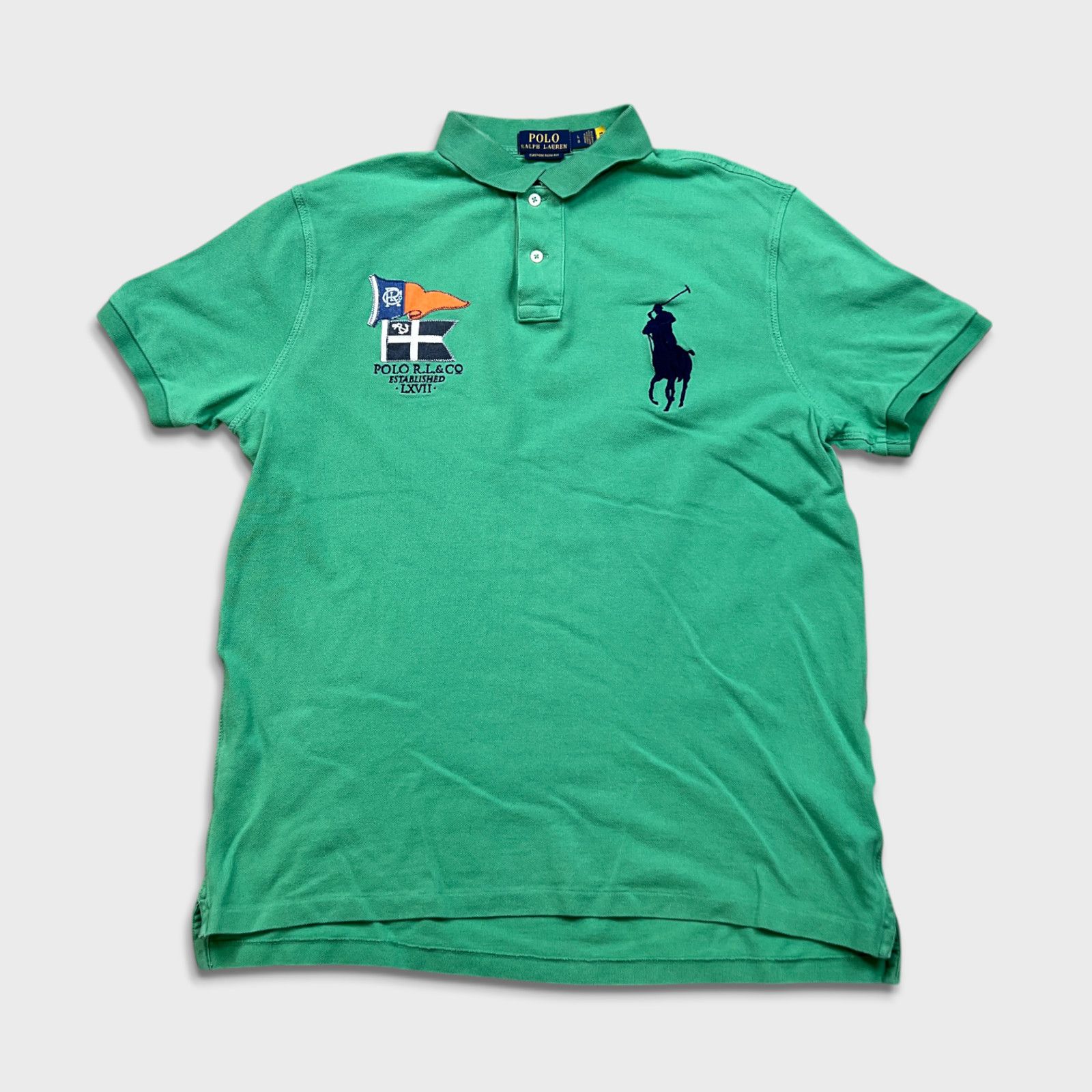 Polo Ralph Lauren × Vintage Polo Ralph Lauren Shirt Nautical Flags Big Pony Short Sleeve Size US L / EU 52-54 / 3 - 1 Thumbnail