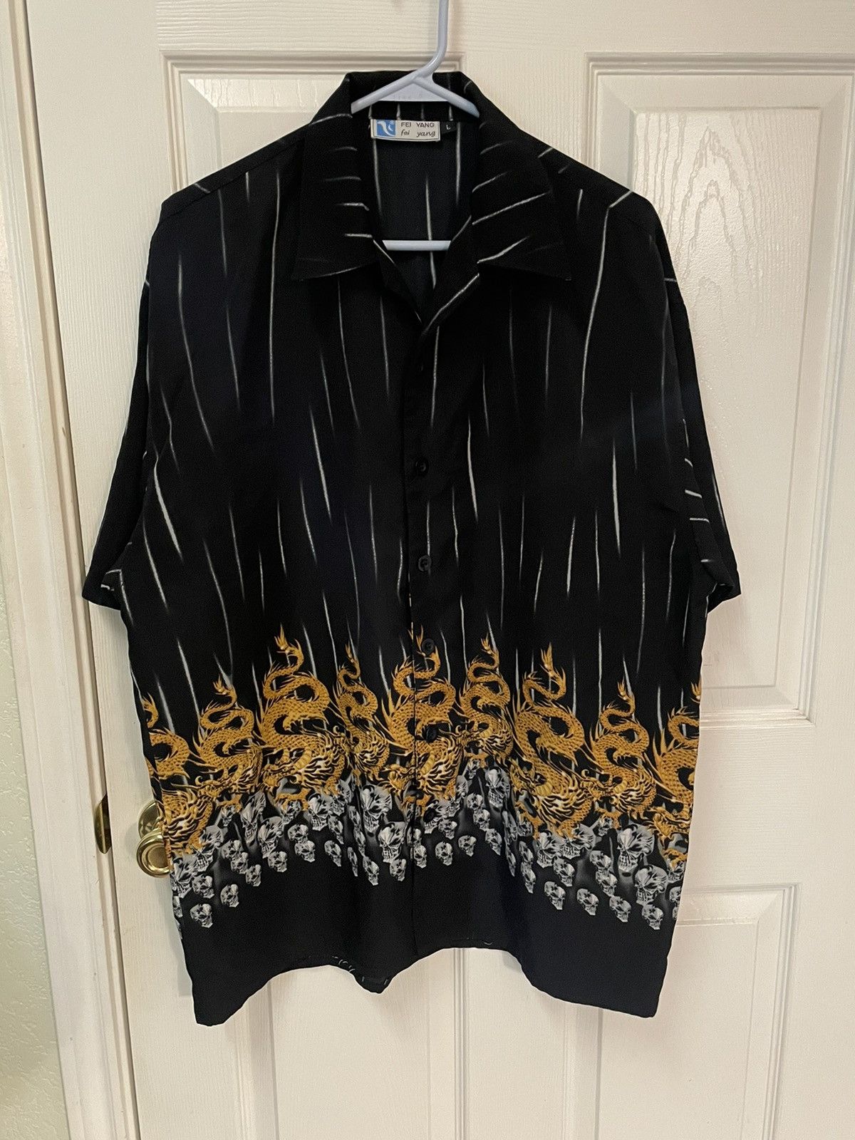 JNCO × Japanese Brand × Vintage Vintage Y2K Skull Dragon Button Shirt Mens Size Large AOP Size US L / EU 52-54 / 3 - 6 Thumbnail