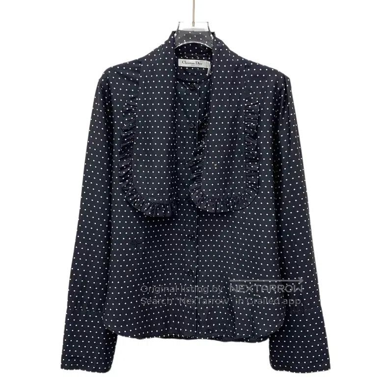 Dior Dior Black polka dot lace design mulberry silk round neck Size XS / US 0-2 / IT 36-38 - 1 Thumbnail