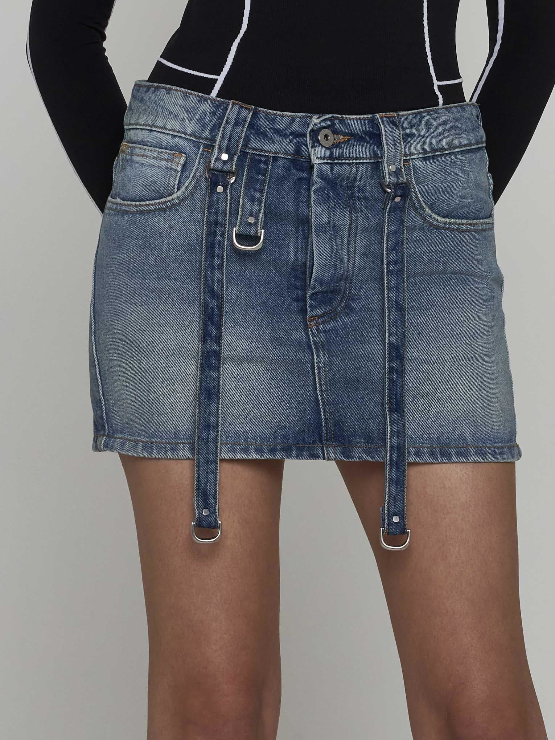 Off-White o1s22i1n0824 Denim Mini Straps Skirt in Blue Size 28" / US 6 / IT 42 - 2 Thumbnail