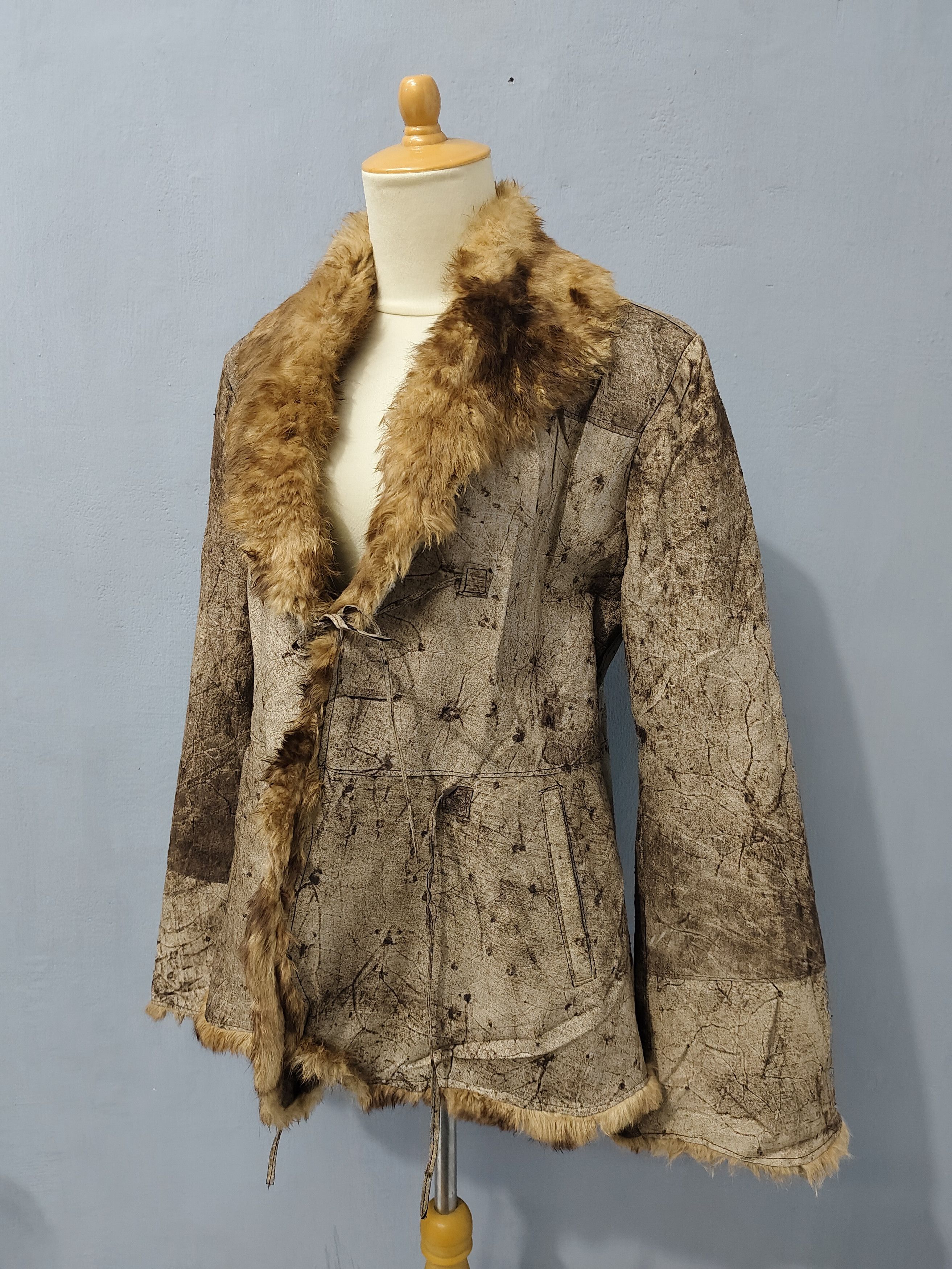 Vera Pelle 90s Black Horse🇮🇹 Heavy Distressed Leather Fur Collar Size XL / US 12-14 / IT 48-50 - 7 Thumbnail