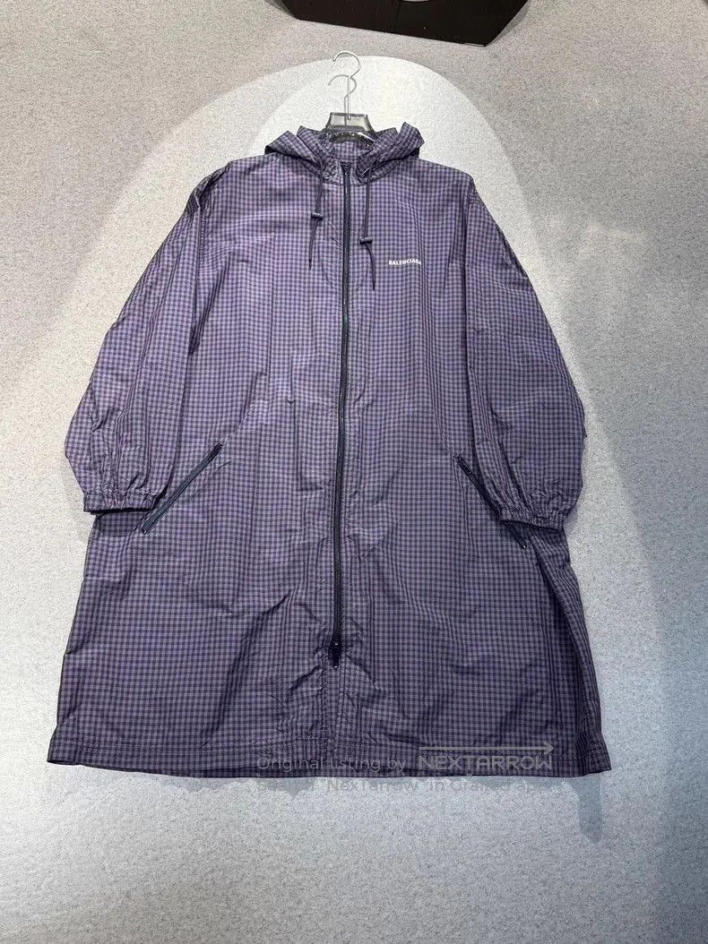 Balenciaga Purple Check Trench Coat.