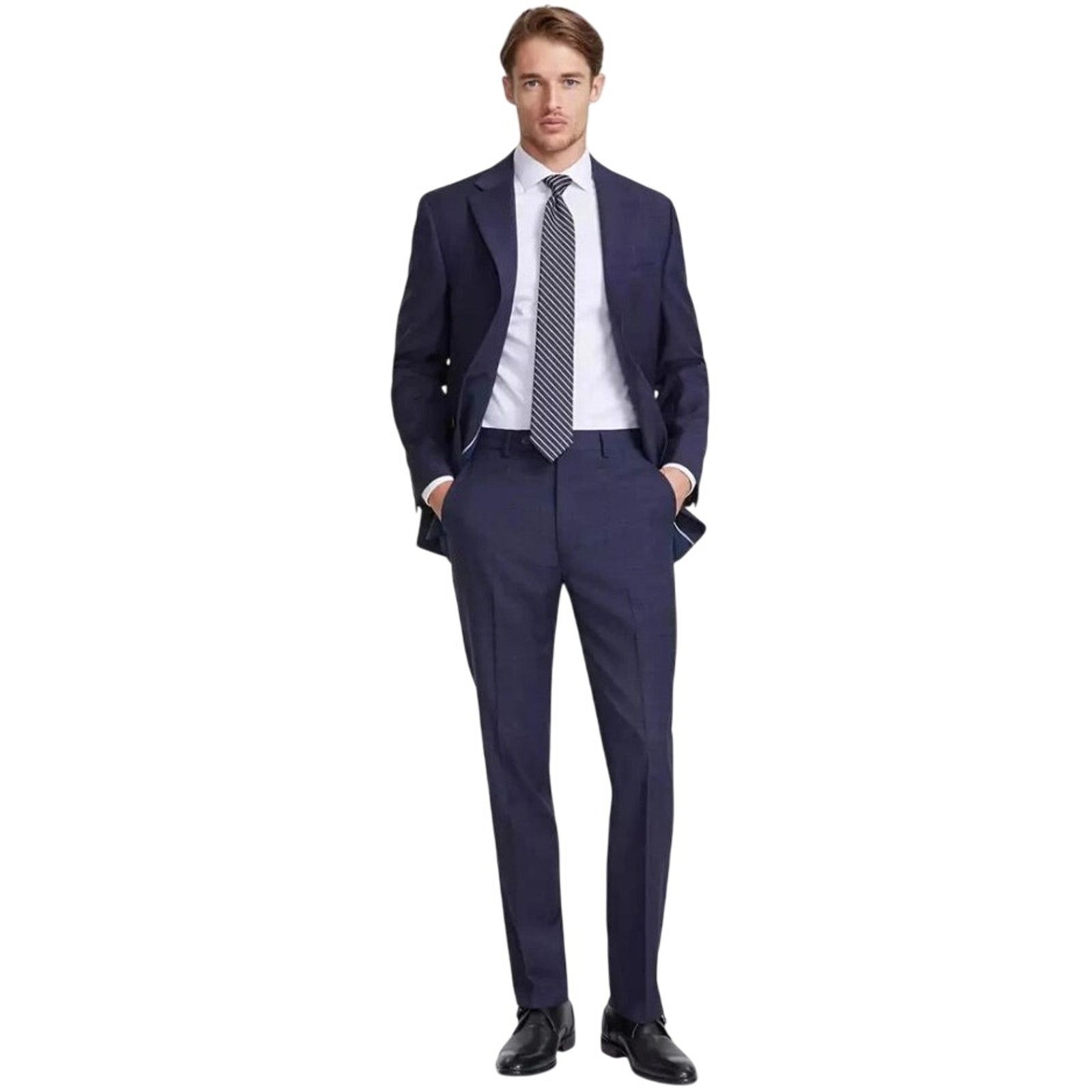 Calvin Klein Calvin Klein Men's Navy Plaid Wool Suit Pants Size 34x32 Size US 34 / EU 50 - 3 Thumbnail