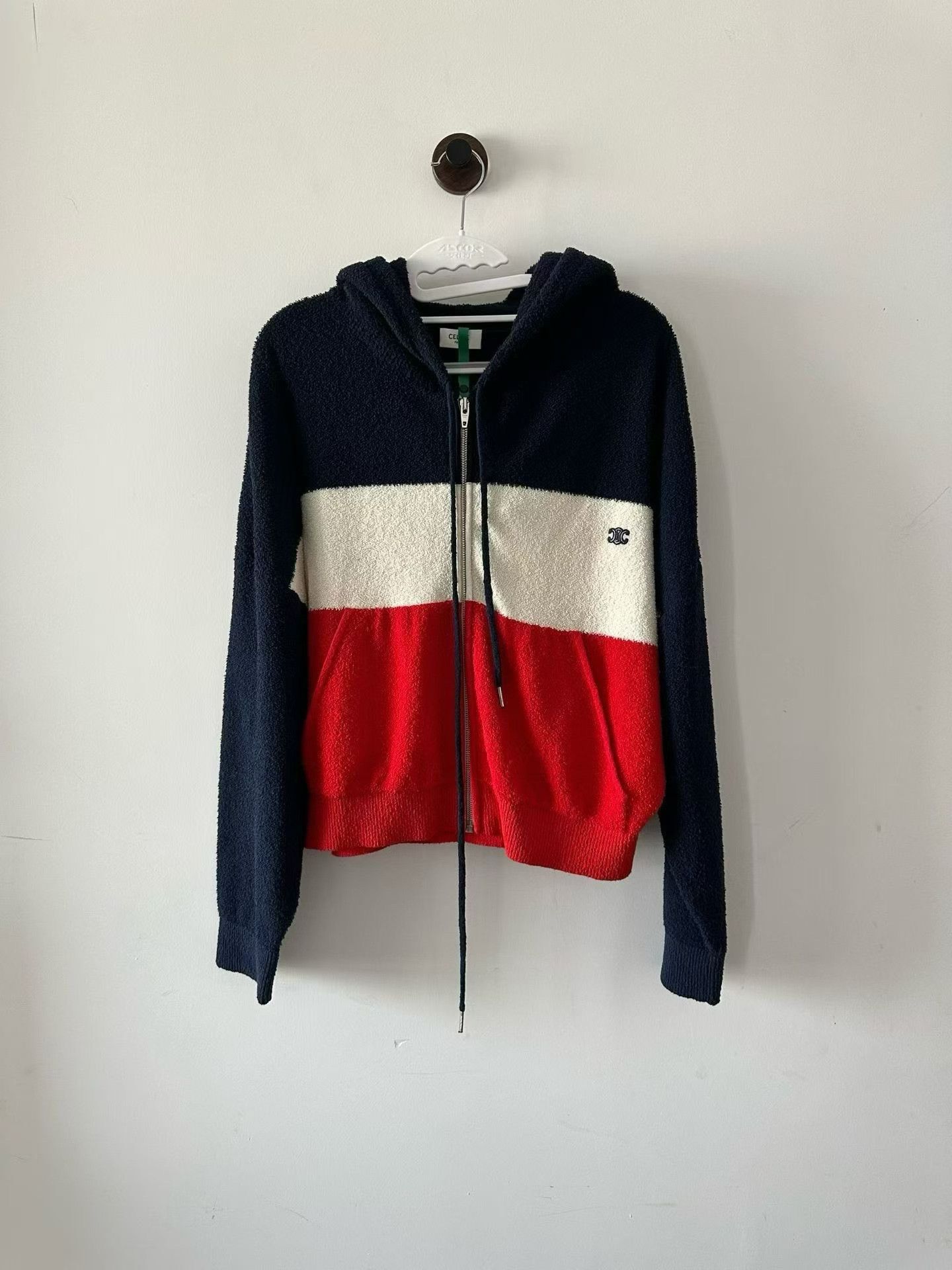 Celine Celine Triomphe Red White Blue Zip Hoodie Size US L / EU 52-54 / 3 - 1 Thumbnail