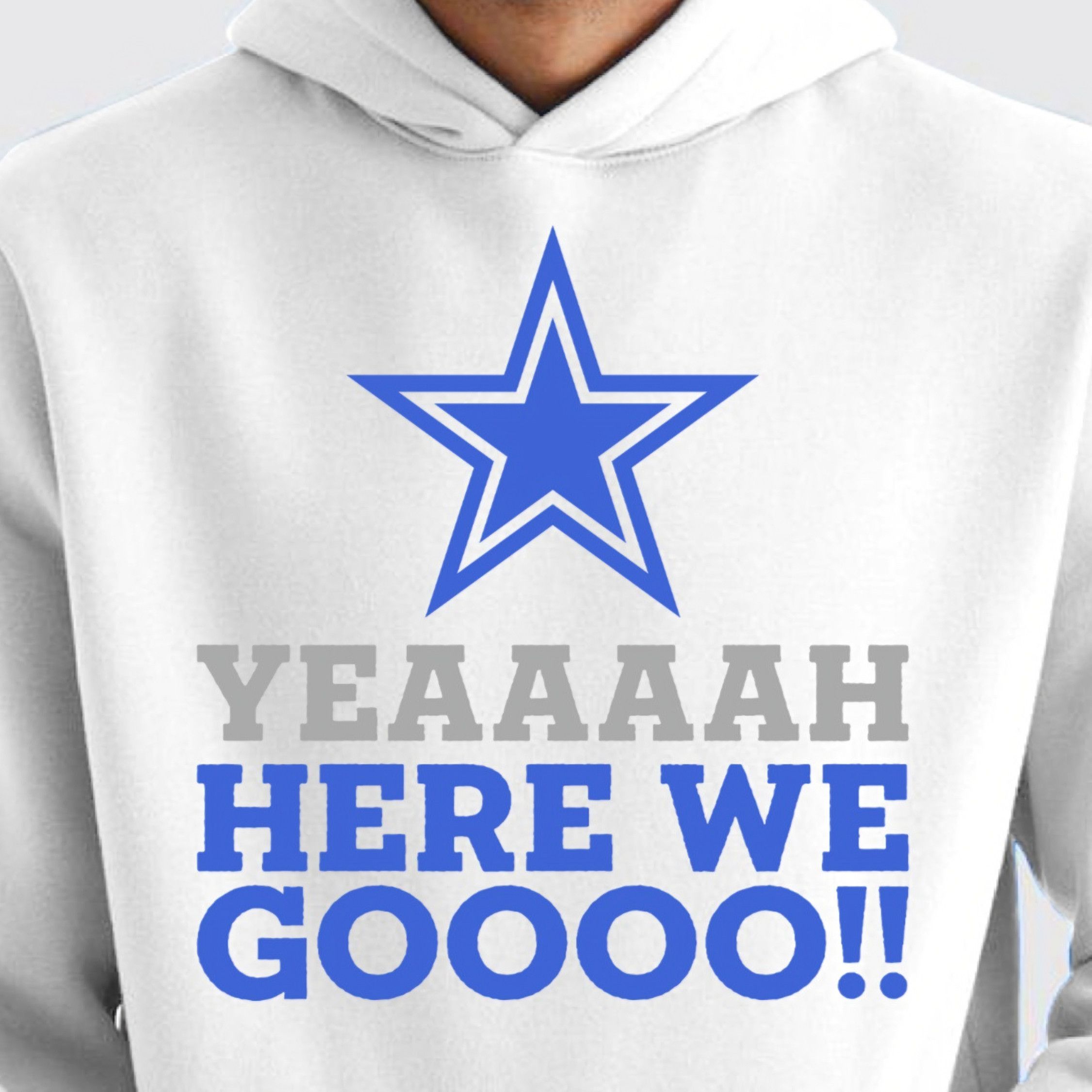 Hanes Dallas Cowboys Custom Hoodies - "Here We Gooo" Size US XL / EU 56 / 4 - 2 Thumbnail