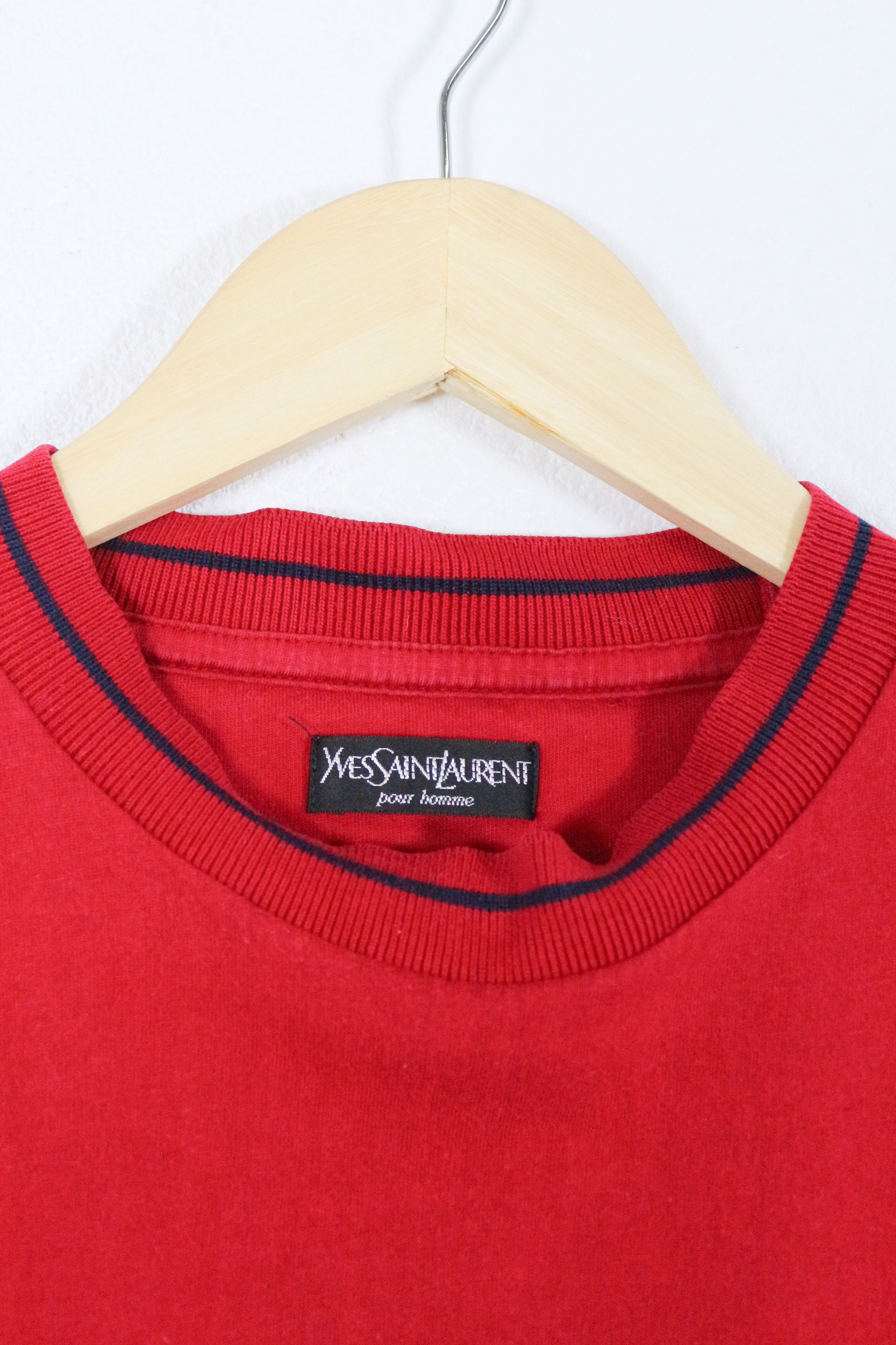 Vintage Vintage YSL Yves Saint Laurent Logo Pocket Tee T-shirt 90s Size US XL / EU 56 / 4 - 3 Thumbnail