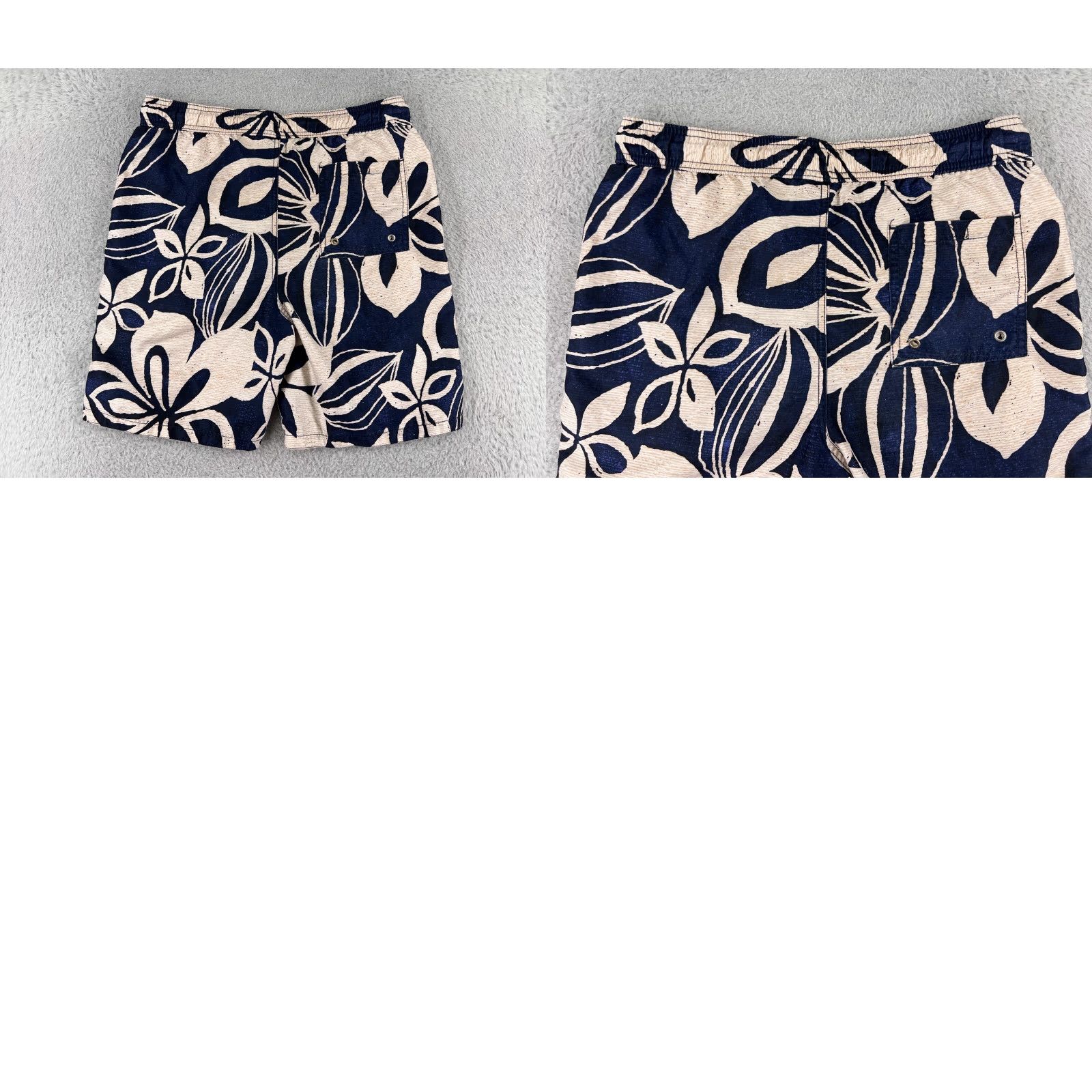 Merona Merona Trunks Mens Small Swim Blue Beige Floral Lined Polyester Beach Pool Surf Size US 29 - 9 Thumbnail