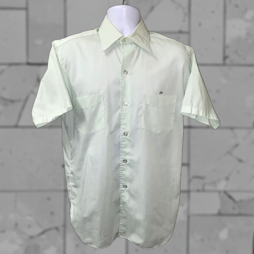 RHODE VINTAGE Rupert Rhodes Mens Button-Up Shirt Short Sleeve Green 22.5 In Armpit M Regular Mens Size US M / EU 48-50 / 2 - 1 Thumbnail