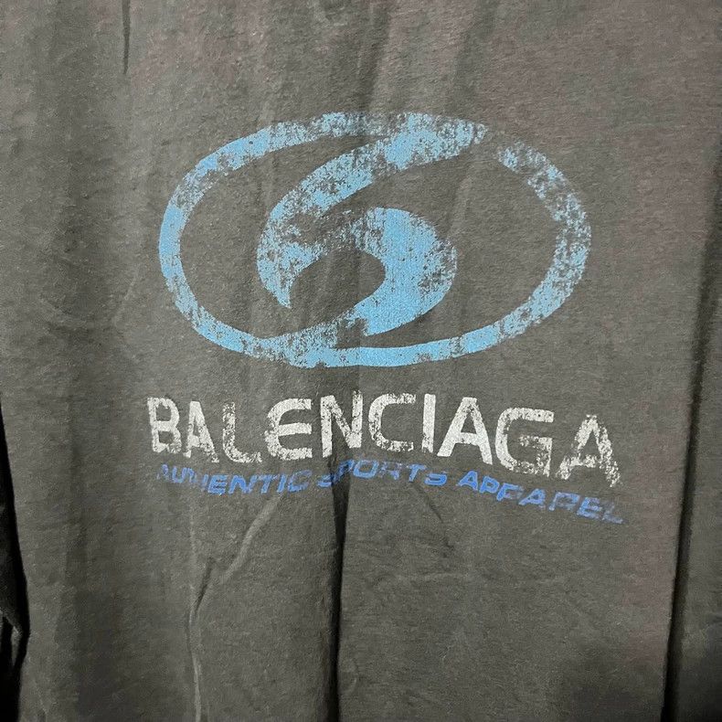 Balenciaga Balenciaga Washed Black Blurred Wave Swivel Short Sleeve Size US L / EU 52-54 / 3 - 3 Thumbnail