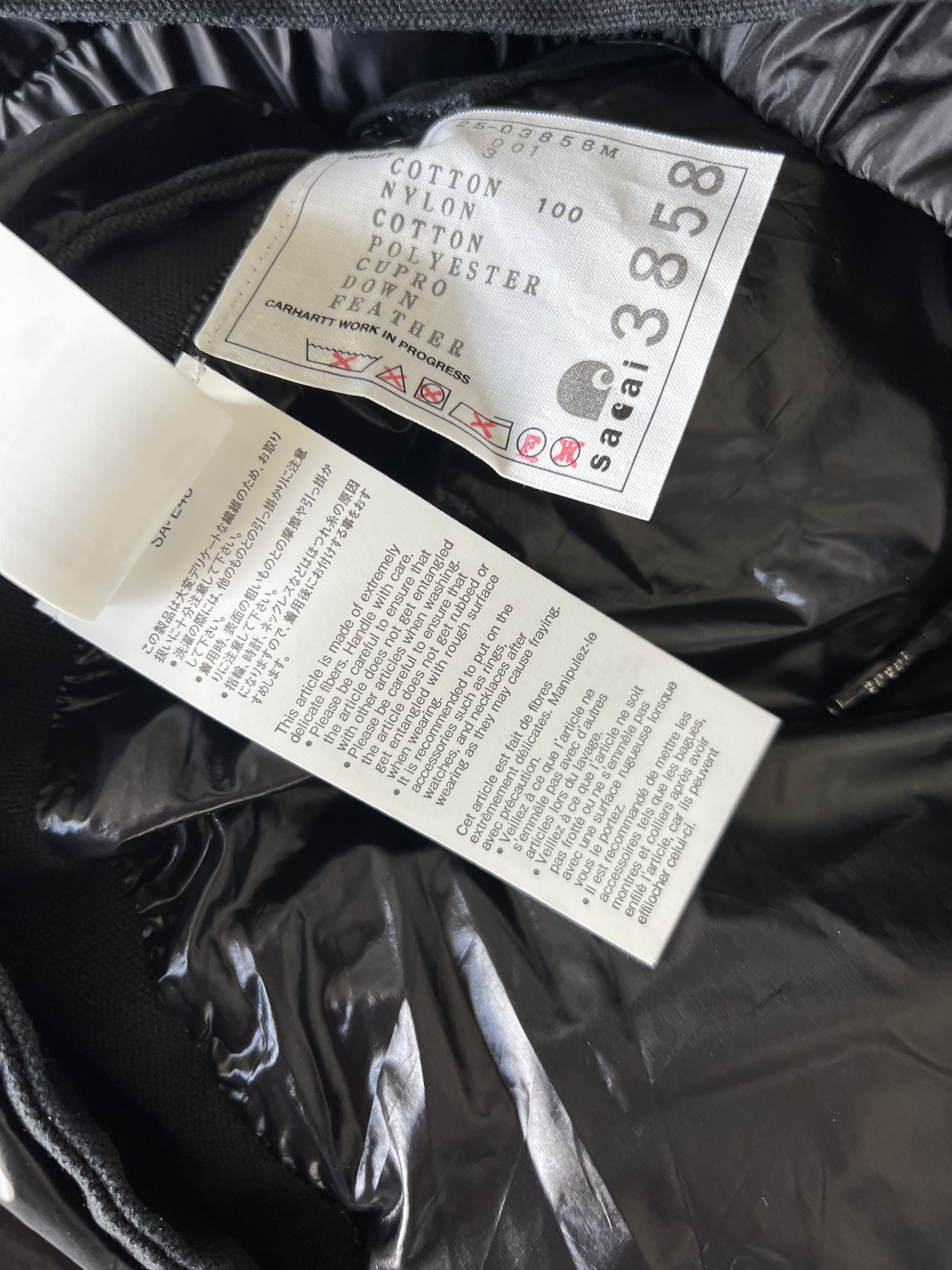 Carhartt × Sacai Sacai Carhartt WIP Washed Duck Puffer Jacket in Black Size US L / EU 52-54 / 3 - 10 Thumbnail