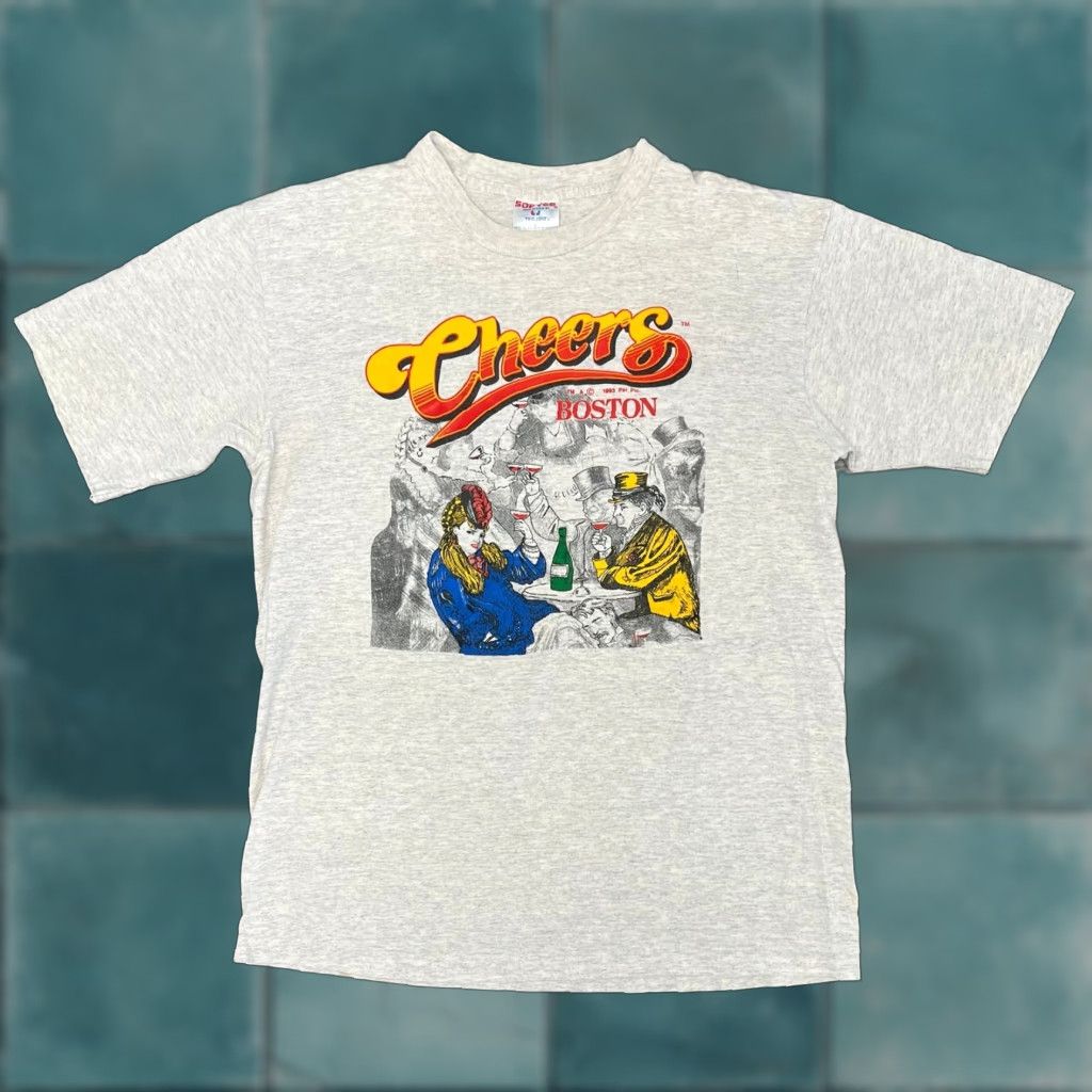 Vintage VINTAGE Boston Cheers T-Shirt Gray Mens L Graphic Single Stitch Tee USA Shirt Size US L / EU 52-54 / 3 - 1 Thumbnail