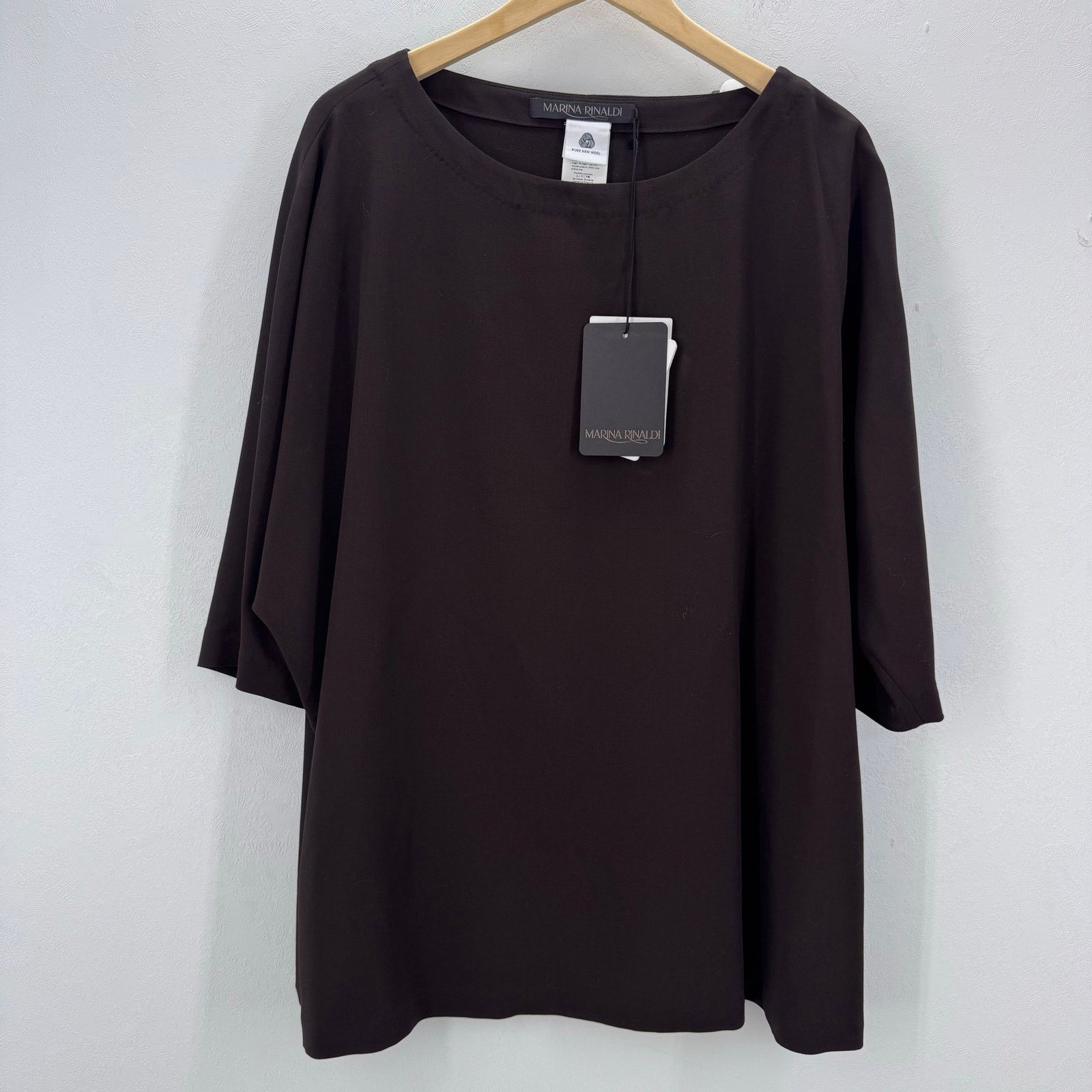 Marina Rinaldi Marina Rinaldi Facilita Pure Wool Blouse Plus size 24 Brown Size 3XL / US 20-22 - 2 Thumbnail