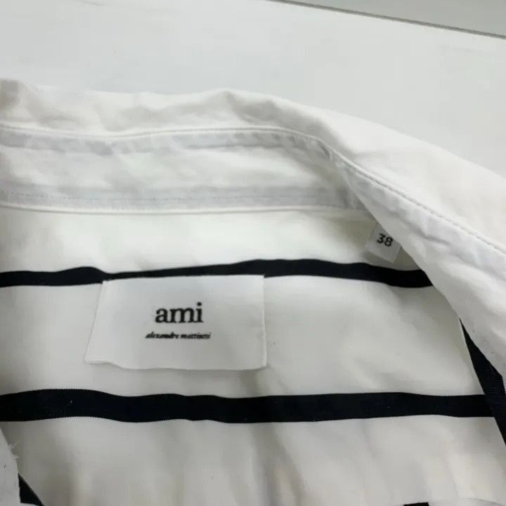AMI AMIPARIS Striped Long Sleeve Logo Shirt for Men -2507 Size US M / EU 48-50 / 2 - 4 Thumbnail