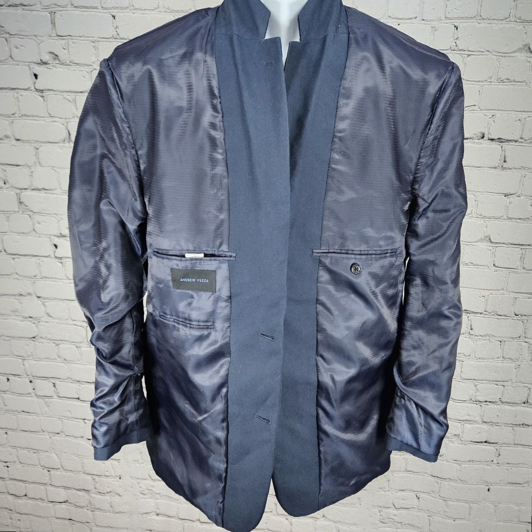Doublet Andrew Fezza Navy 2 Button Double Vented Notch Blazer Sport Coat Jacket 42R Size 42R - 5 Thumbnail