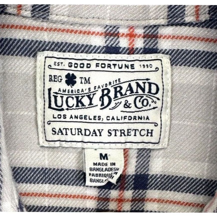 Lucky Brand Lucky Brand Flannel Shirt Adult Medium Grey White Red Pearl Snap Button Up Men's Size US M / EU 48-50 / 2 - 4 Thumbnail