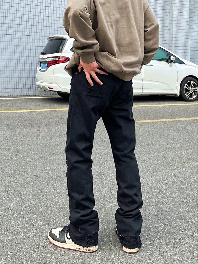Jean × Vintage Trash Straight Jeans Ripped Raw Edge Destroyed Size US 34 / EU 50 - 5 Thumbnail