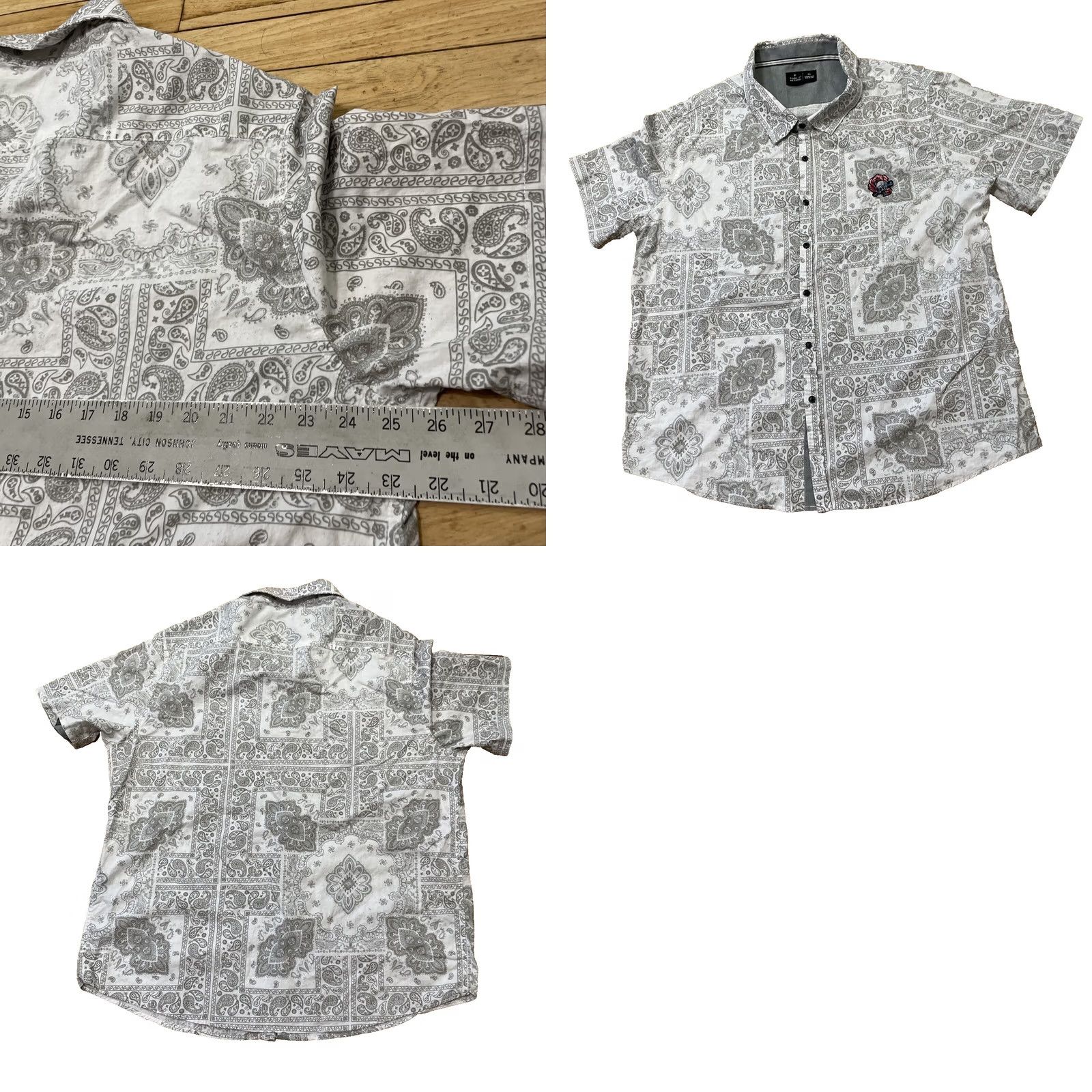 Vintage PUBLIC RECORD Shirt Men 2XL Skull Rose Bandana Paisley Punk Rock Streetwear XXL Size US XXL / EU 58 / 5 - 11 Thumbnail