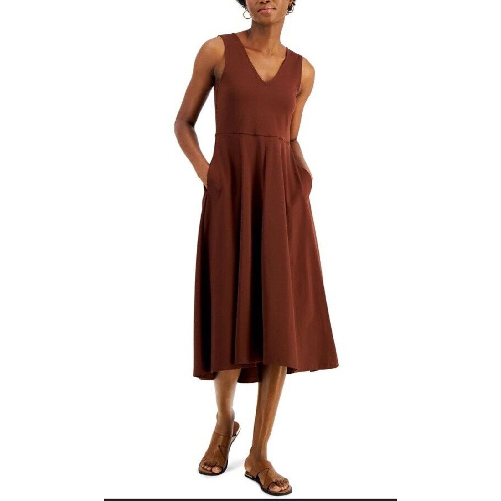 Alfani Alfani Sleeveless Midi Dress Brown Old Money Aesthetic | Grailed