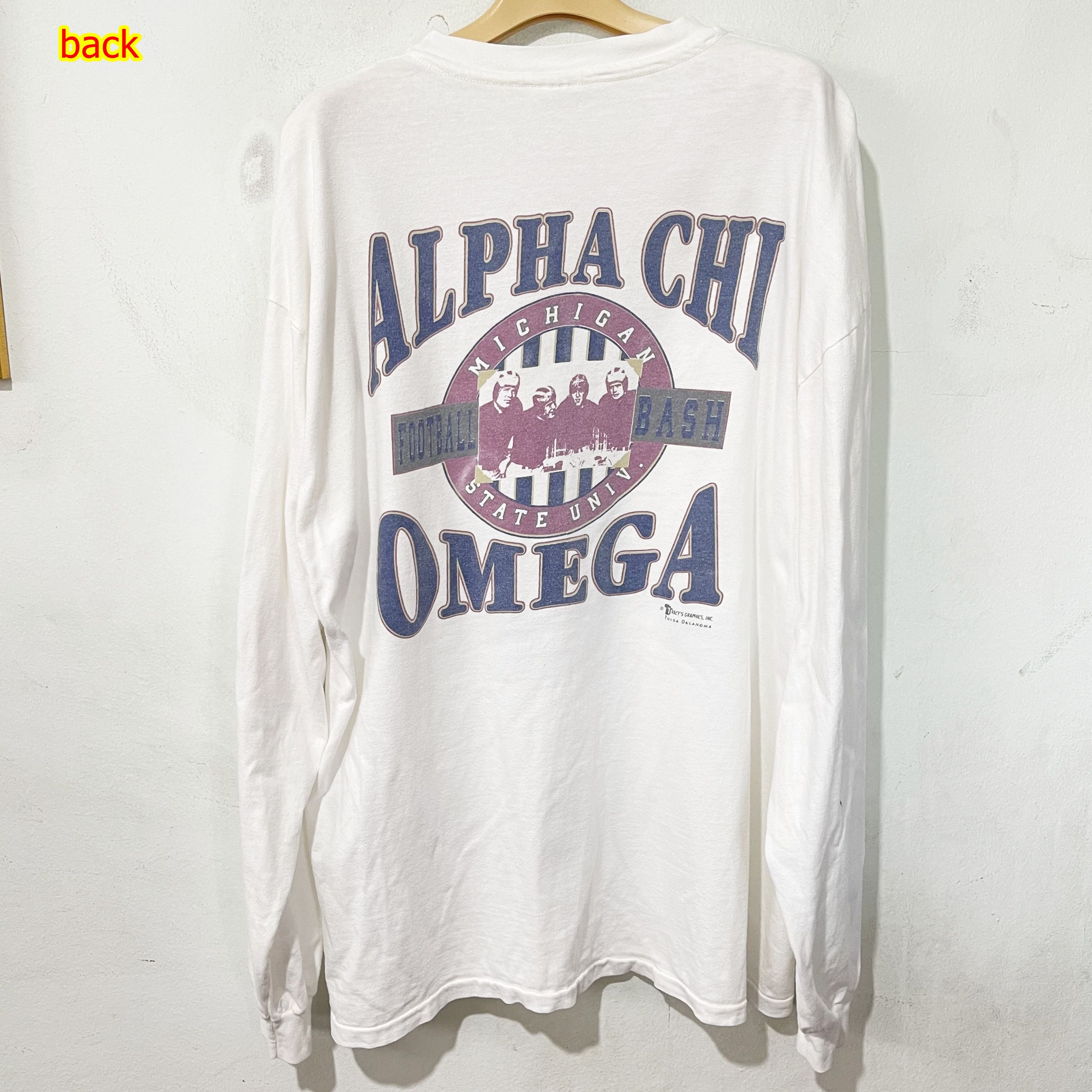 NCAA Vintage 90s Alpha Chi Omega Michigan T-Shirt Size US XL / EU 56 / 4 - 1 Thumbnail