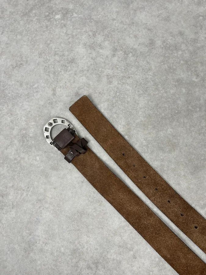 Gucci 2000s Gucci Brown Leather Horseshoe Logo Buckle Belt Size ONE SIZE - 5 Thumbnail