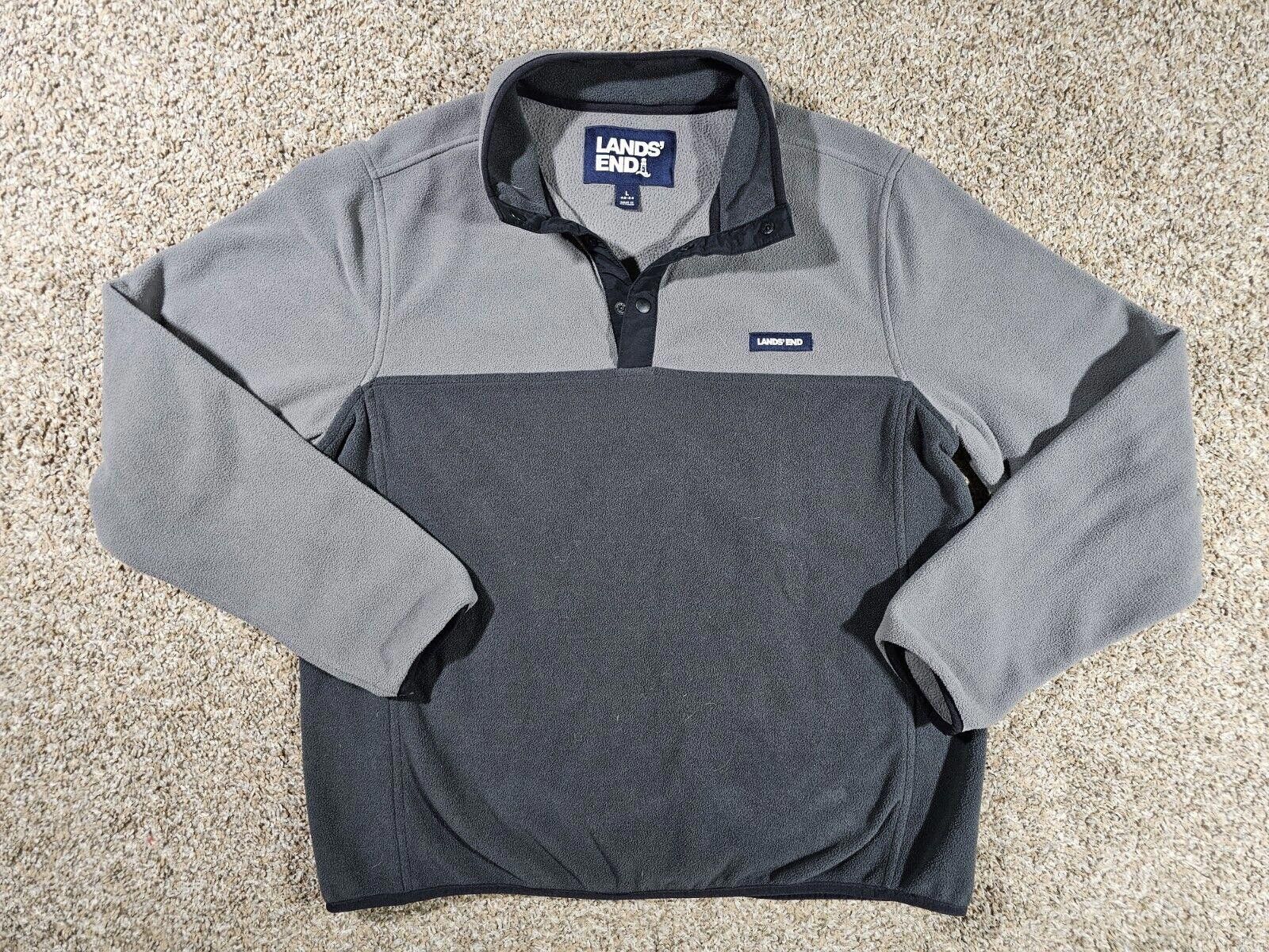 Lands' End LANDS END Fleece L 42-44 Heritage Sweatshirt 1/4 Snap Gray Size US 34 / EU 50 - 1 Thumbnail