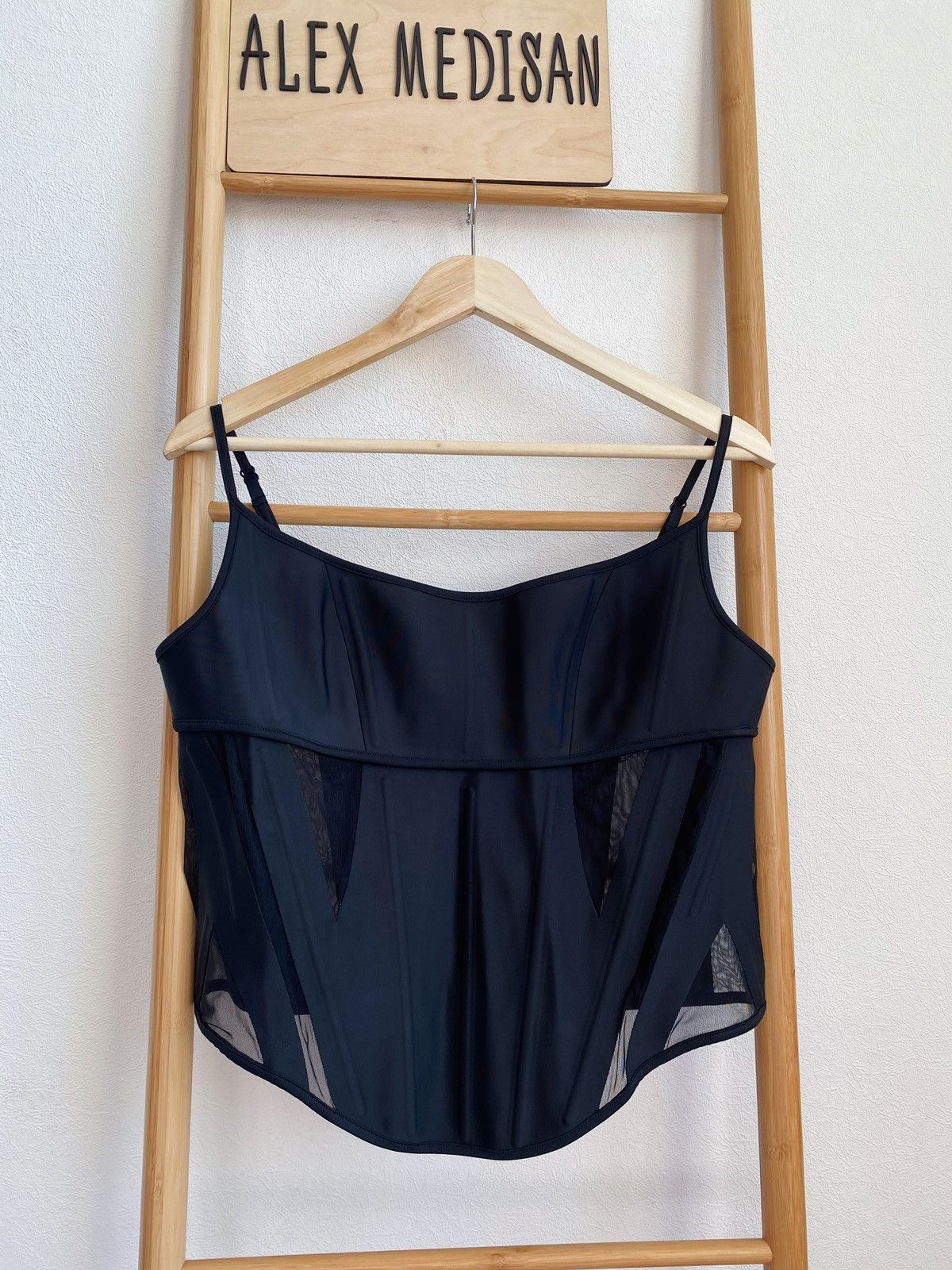 H&M × Mugler × Thierry Mugler Mugler x H&M Mesh-Paneled Corset Top Black Size L Size L / US 10 / IT 46 - 5 Thumbnail