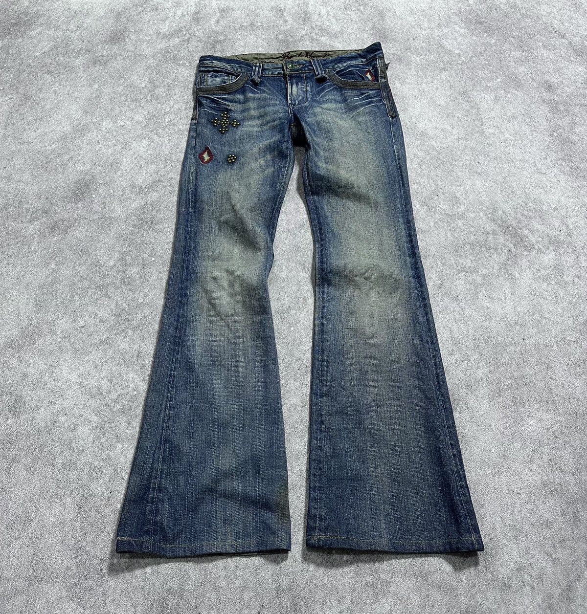 If Six Was Nine Japanes Back Number Flared Studded Jeans Size US 32 / EU 48 - 1 Thumbnail