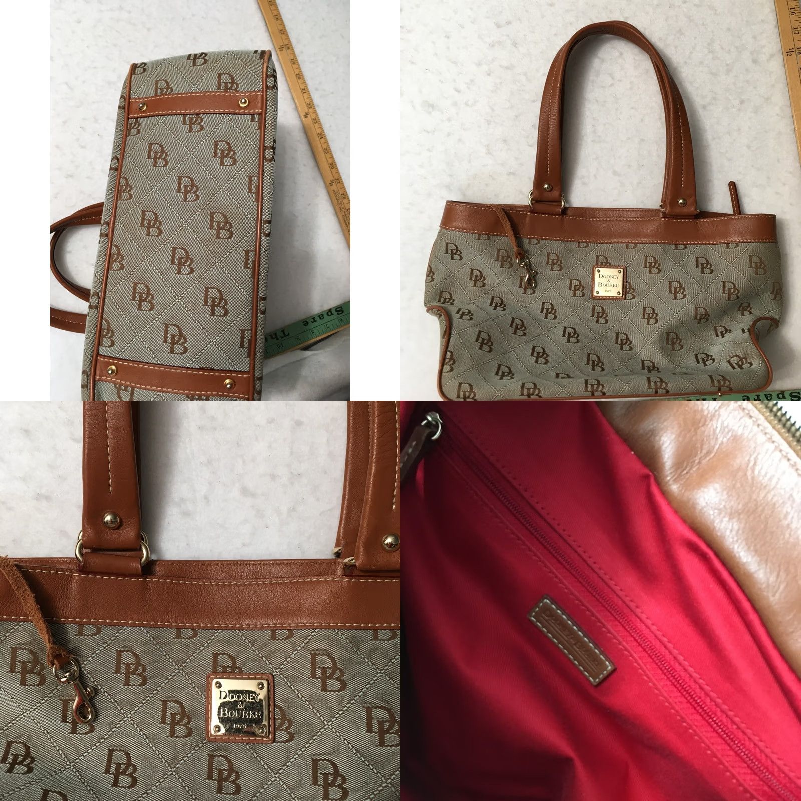 Dooney & Bourke Dooney & Bourke Belvedere Logo Satchel Purse Canvas Brown Red Lining Large Women VINTAGE Bag Satchel/Top Handle Size ONE SIZE - 8 Thumbnail