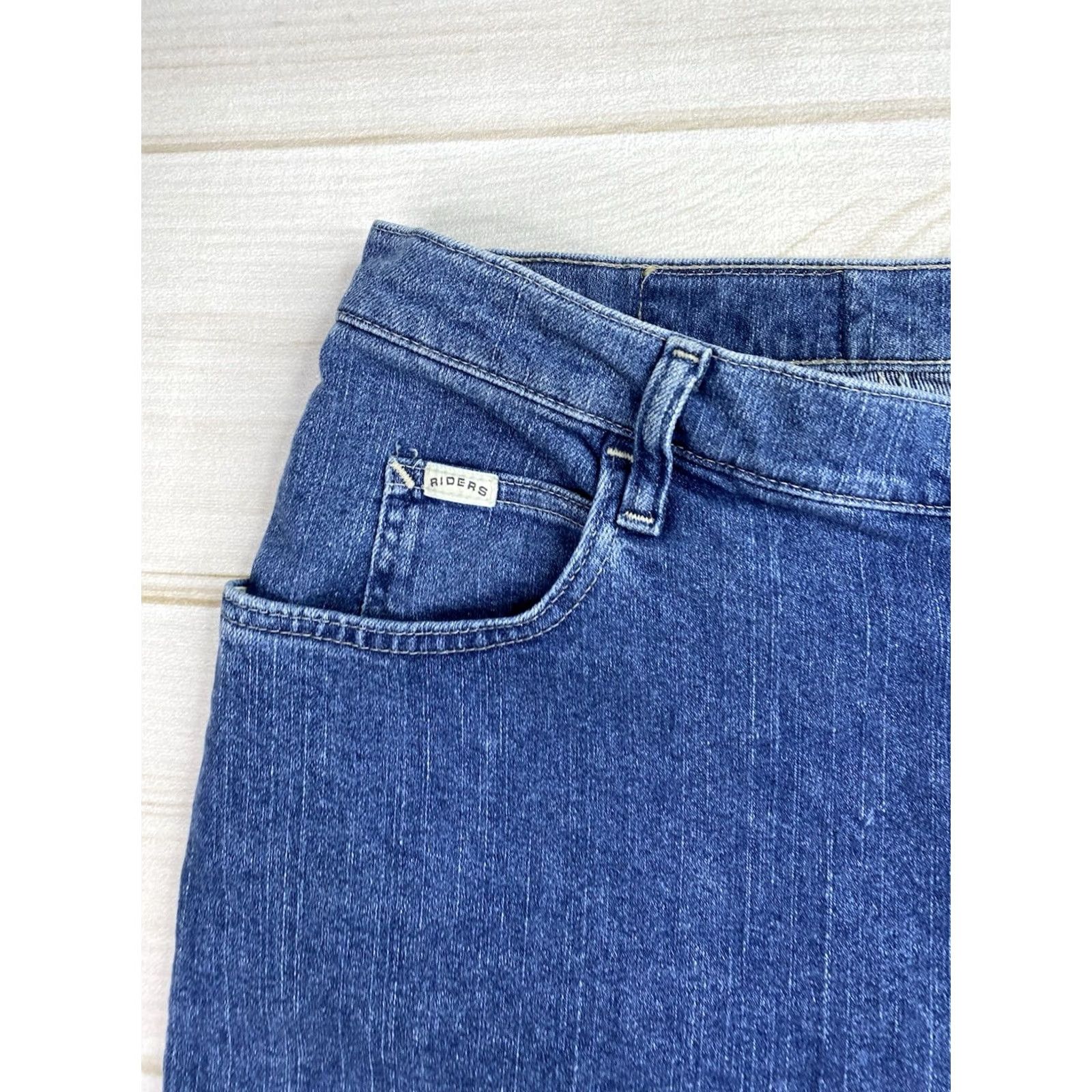 Lee Denim Riders Jeans Womens 16W High Rise Tapered Leg 5-Pocket Blue Medium Wash VINTAGE? No Size 25" / US 0 / IT 36 - 2 Thumbnail