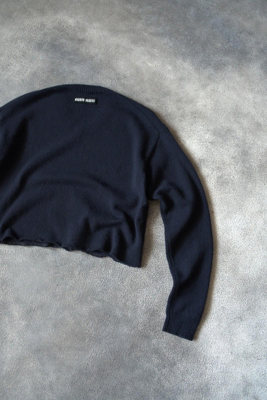 Miu Miu SS22 Miu Miu Runway Cropped Sweater Embroidered Logo Size US S / EU 44-46 / 1 - 8 Thumbnail