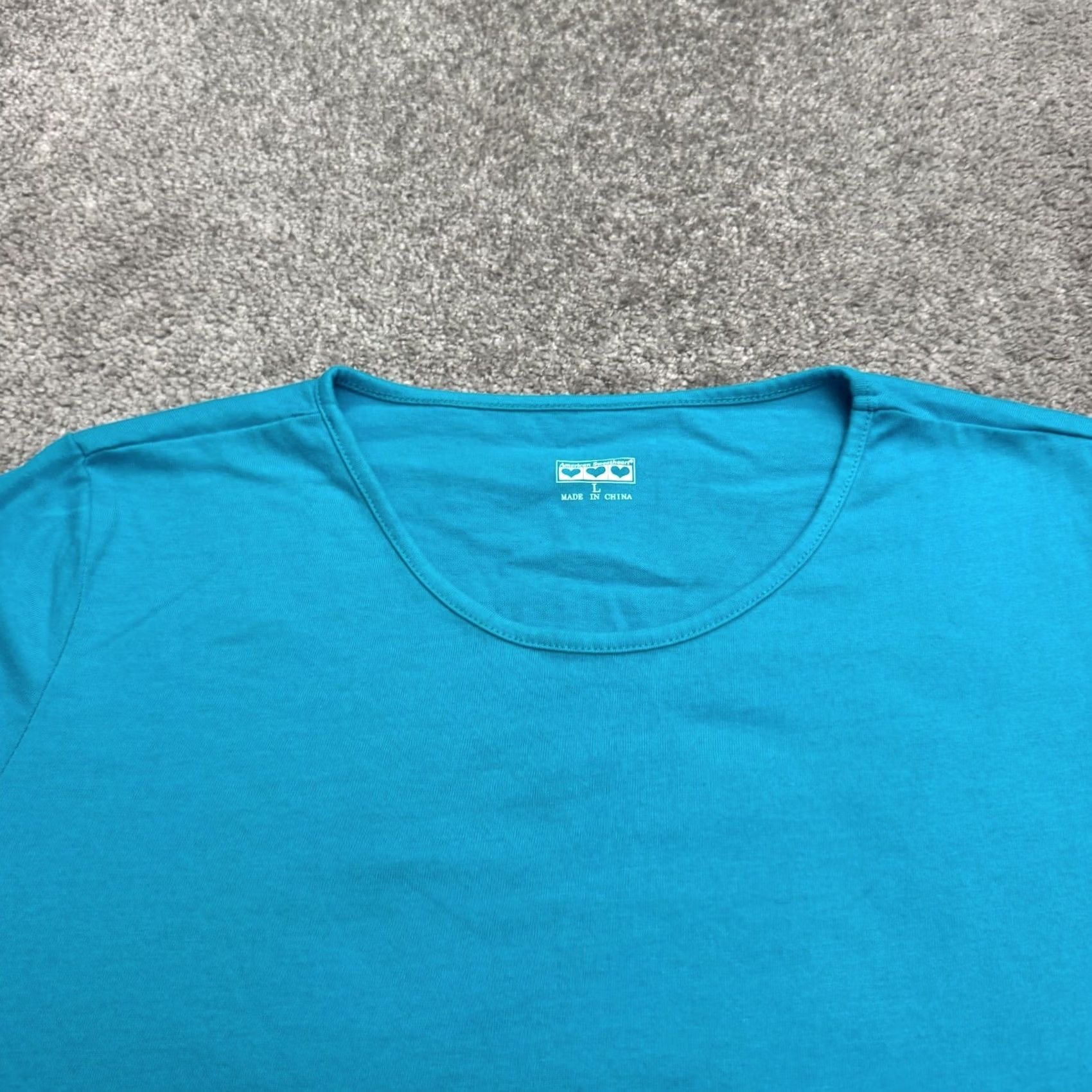 Vintage American Sweetheart T-Shirt Womens Large Turquoise Blue Crew Neck Top Casual Shirt Size L / US 10 / IT 46 - 3 Thumbnail