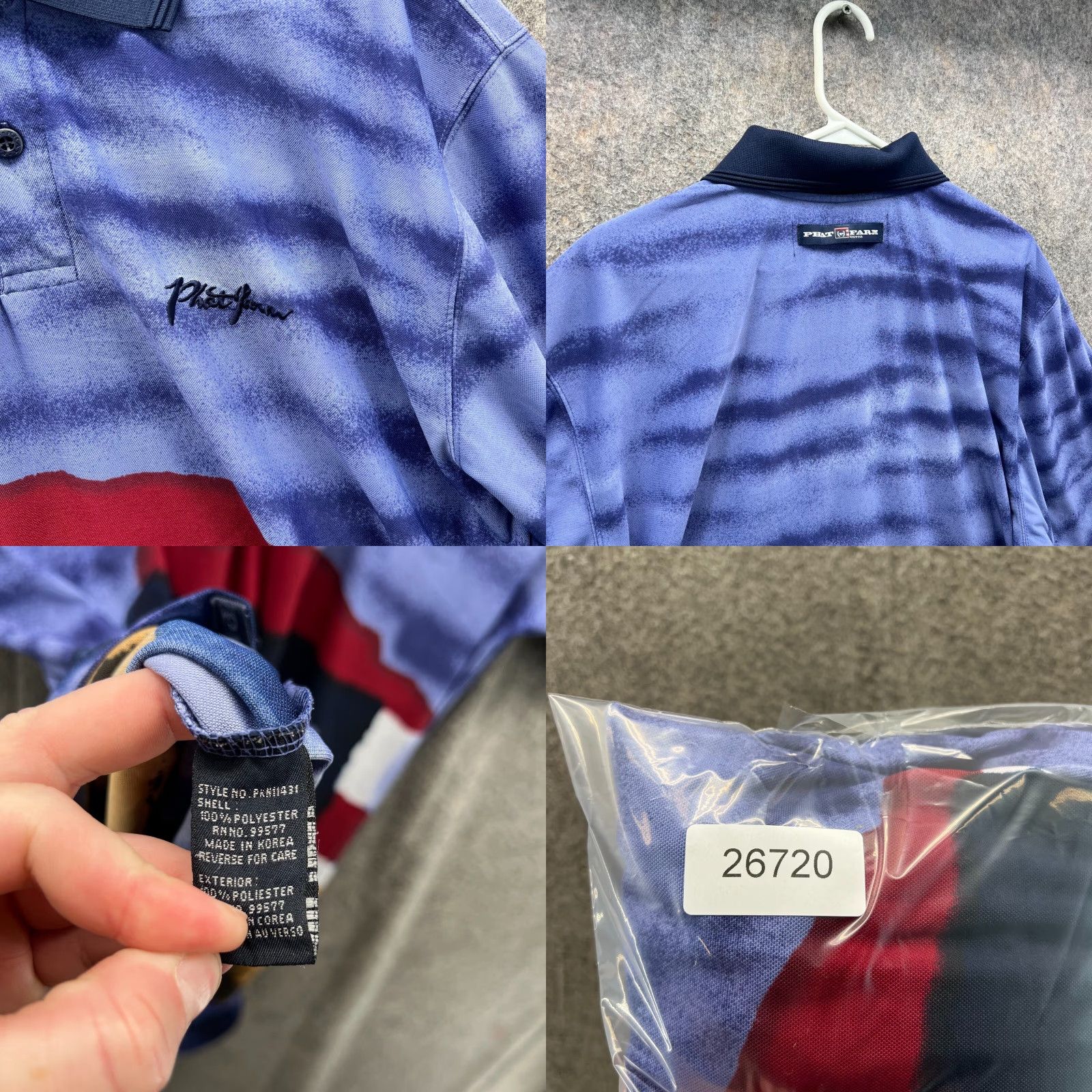 Phat Farm Phat Farm Polo Shirt Mens Large AOP Blue Graphic Print Golf 90s Polo Shirt Mens L Blue 90s Size US L / EU 52-54 / 3 - 8 Thumbnail